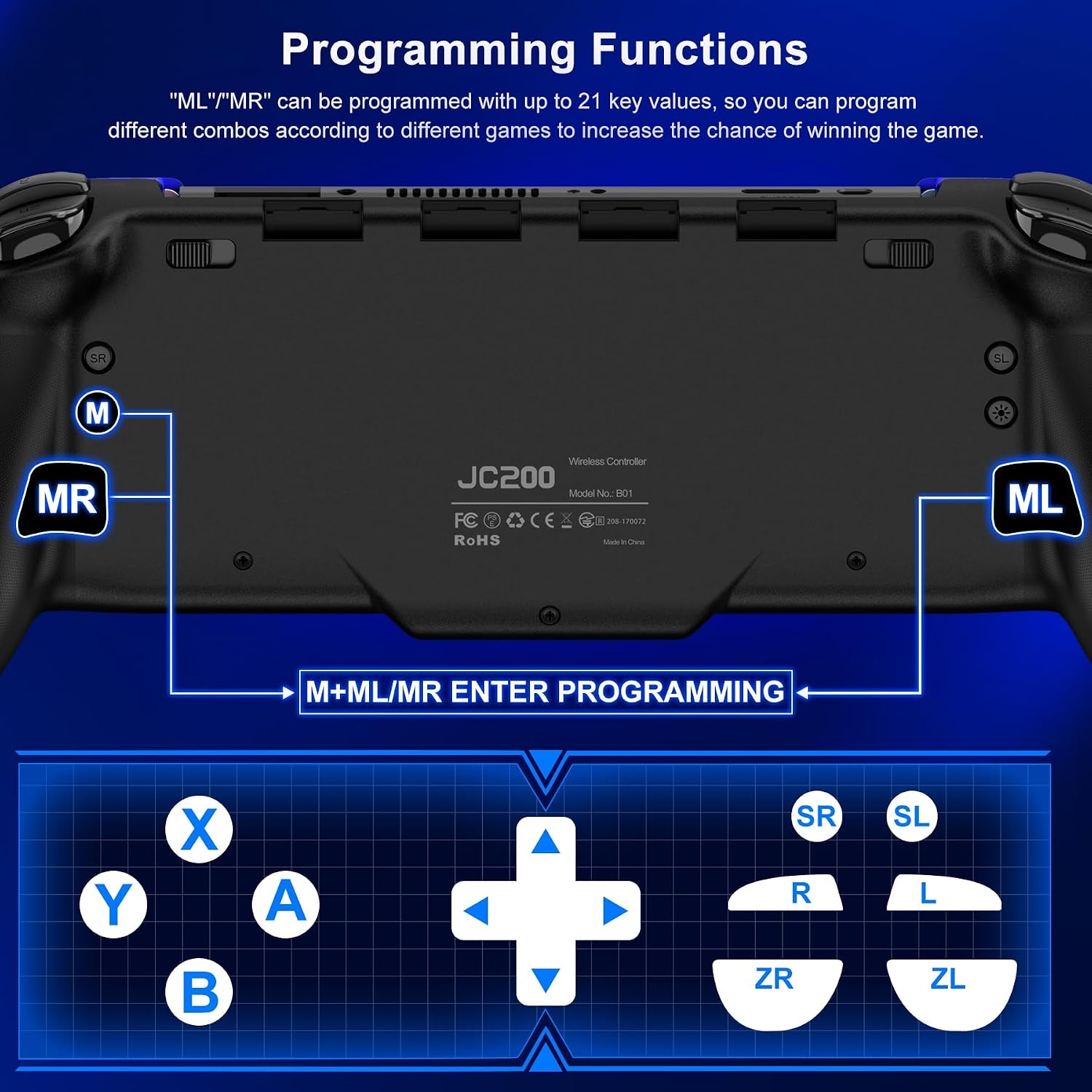 Detalle de Gammeefy Hall Effect Joystick (No Drift) for Nintendo Switch/OLED – Full-Size Wireless Pro Controller