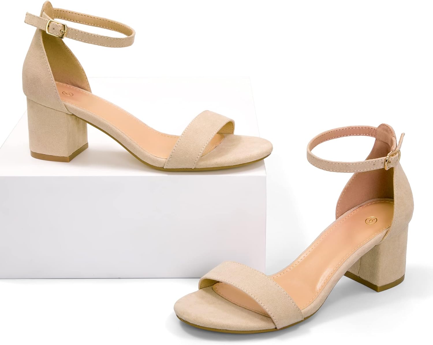 Thumbnail 2 de mysoft Women’s Chunky Low Heels Open-Toe Block Heeled Ankle Strap Pump Wedding Sandals