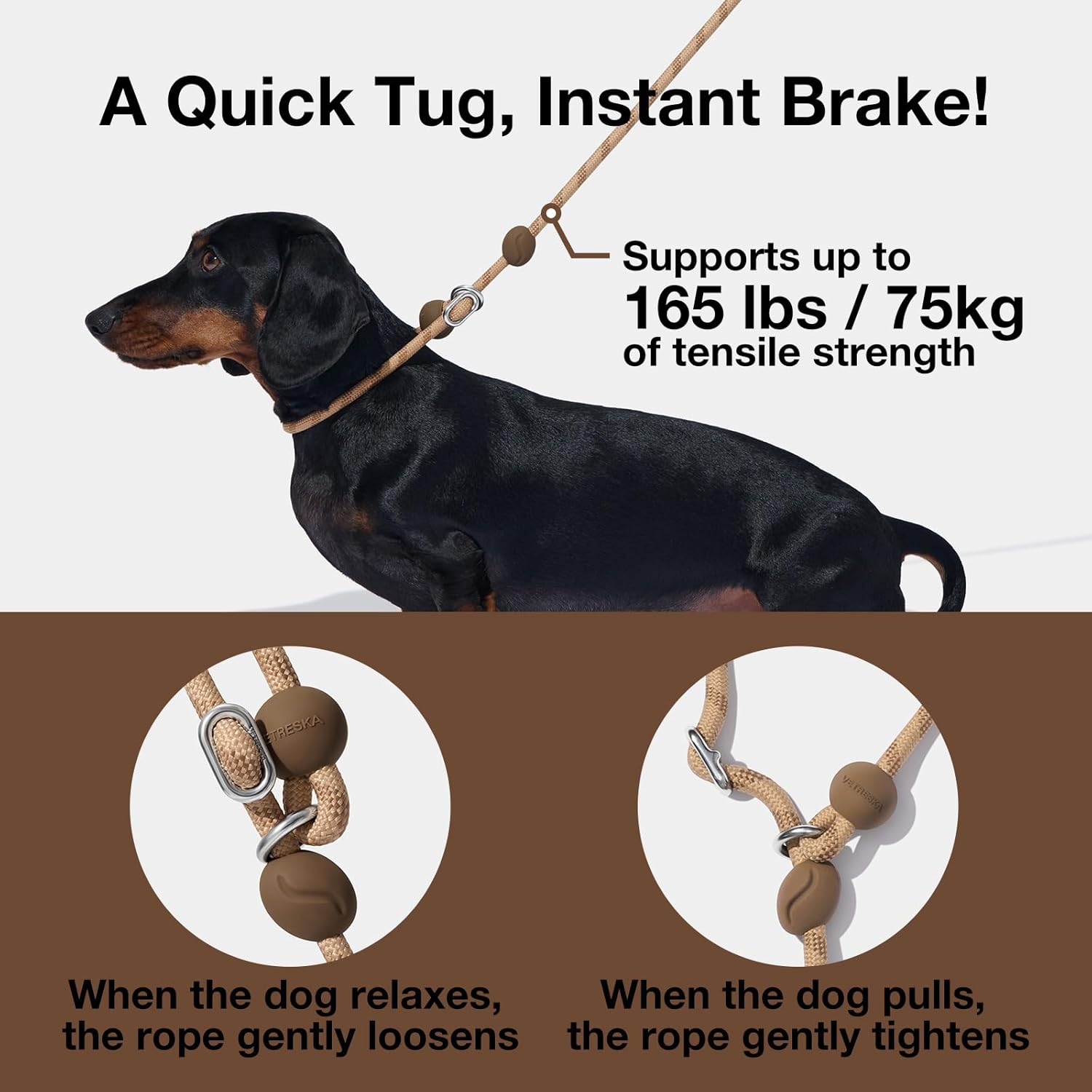 Detalle de VETRESKA No-Pull Slip Lead with Poop Bag Dispenser – All-in-One Training Lead for Medium/Large Dogs