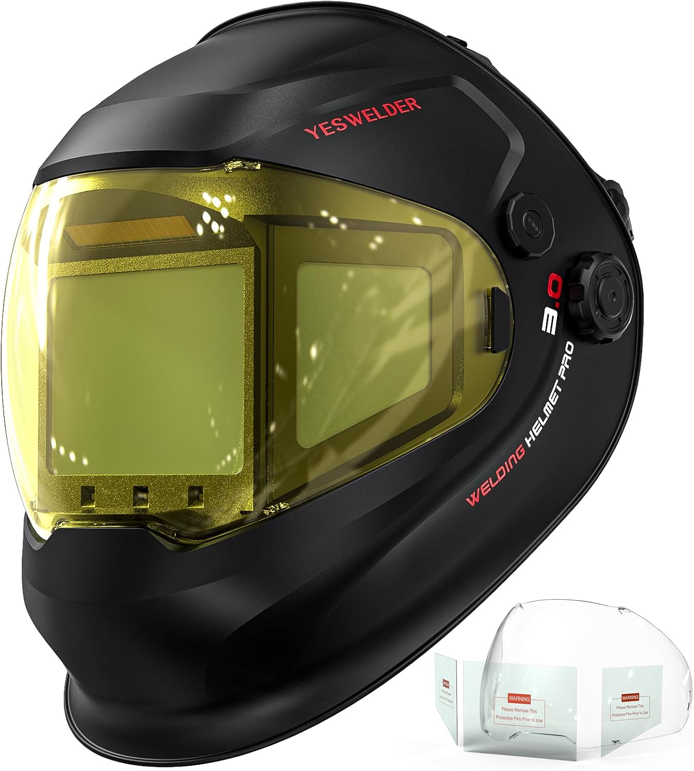 Detalle de YESWELDER Intelligent Auto-Adjustment Auto-Darkening Welding Helmet with 180° Panoramic View