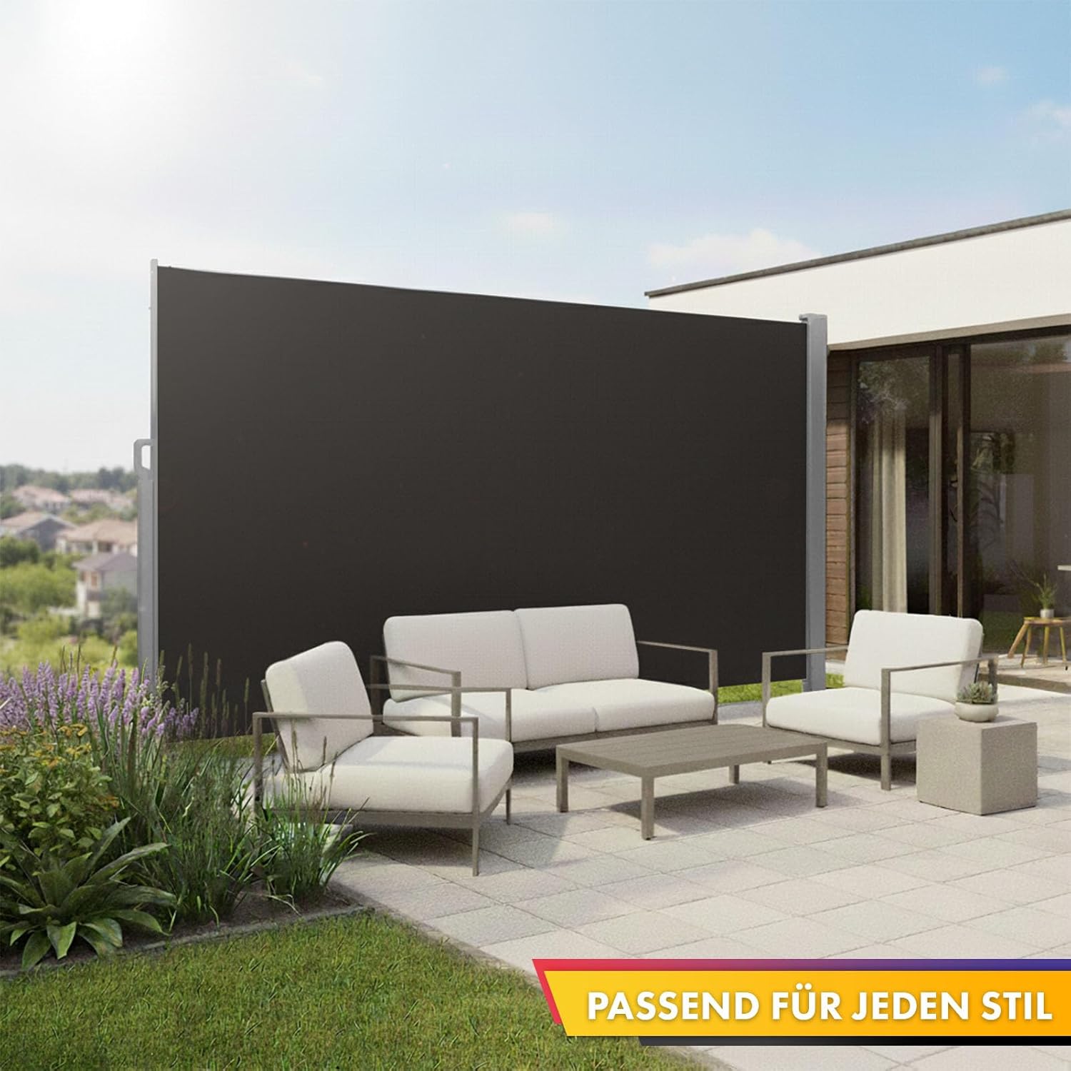 Detalle 2 de Floordirekt Seitenmarkise aus Aluminium, 200x300 cm, Anthrazit – robust, UV-beständig, mit Bodenhalterung