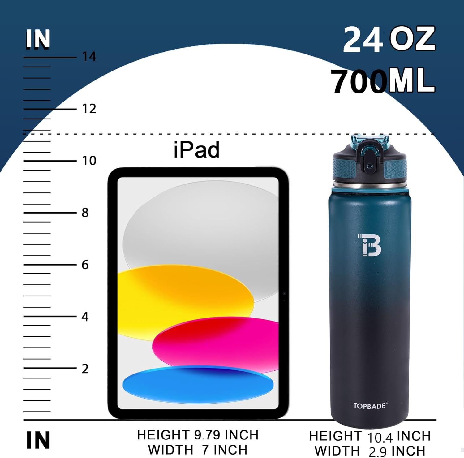 Thumbnail 3 de TOPBADE Edelstahl Trinkflasche Sport mit zwei Deckeln, 700 ml – BPA-frei, auslaufsicher, Paracord-Griff