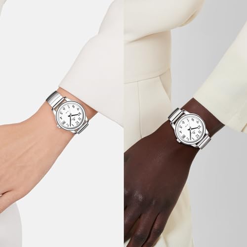 Detalle de LN LENQIN Elasticay: reloj de mujer con correa de acero inoxidable y estilo elástico