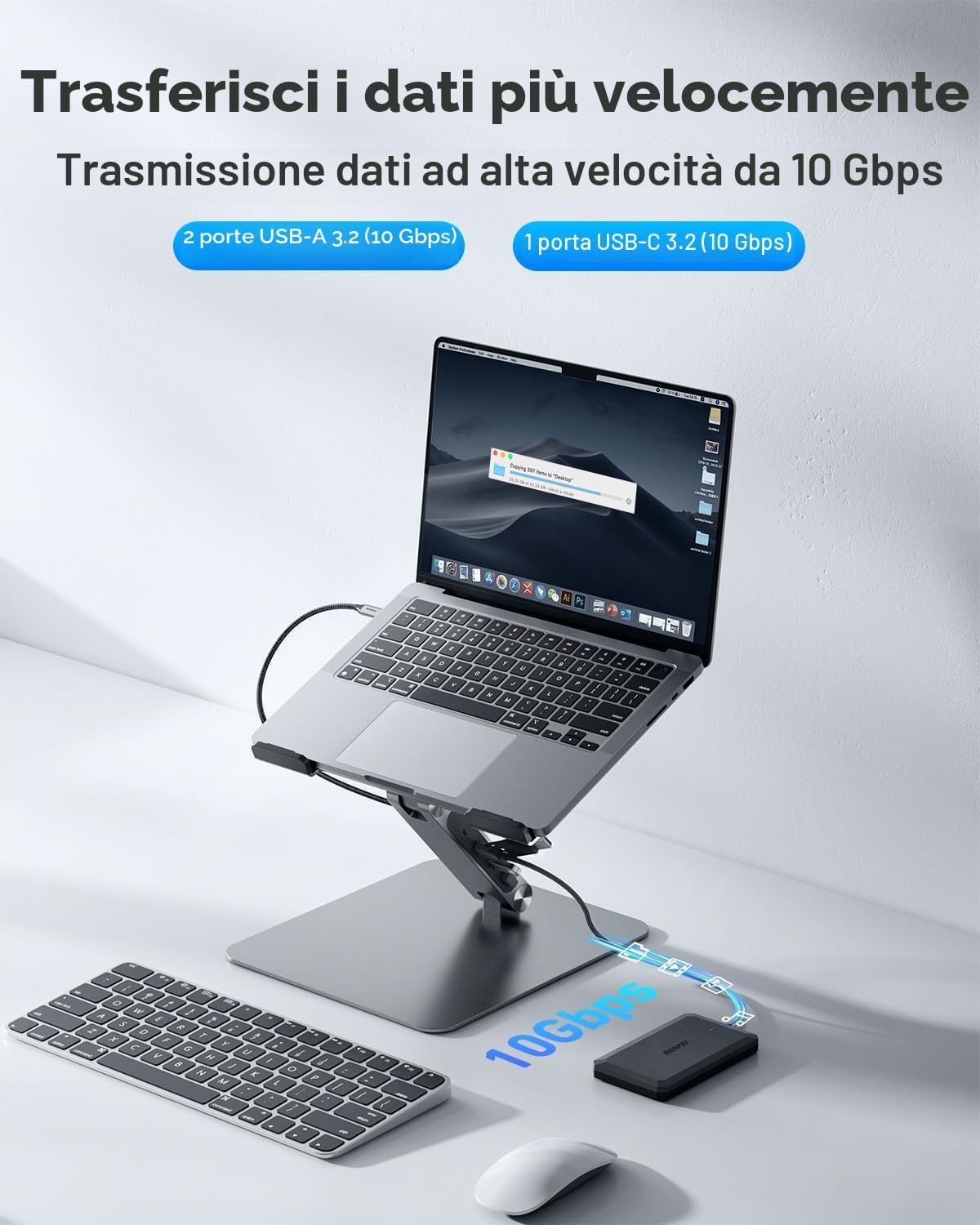 Detalle de BENFEI Supporto laptop con docking 100W