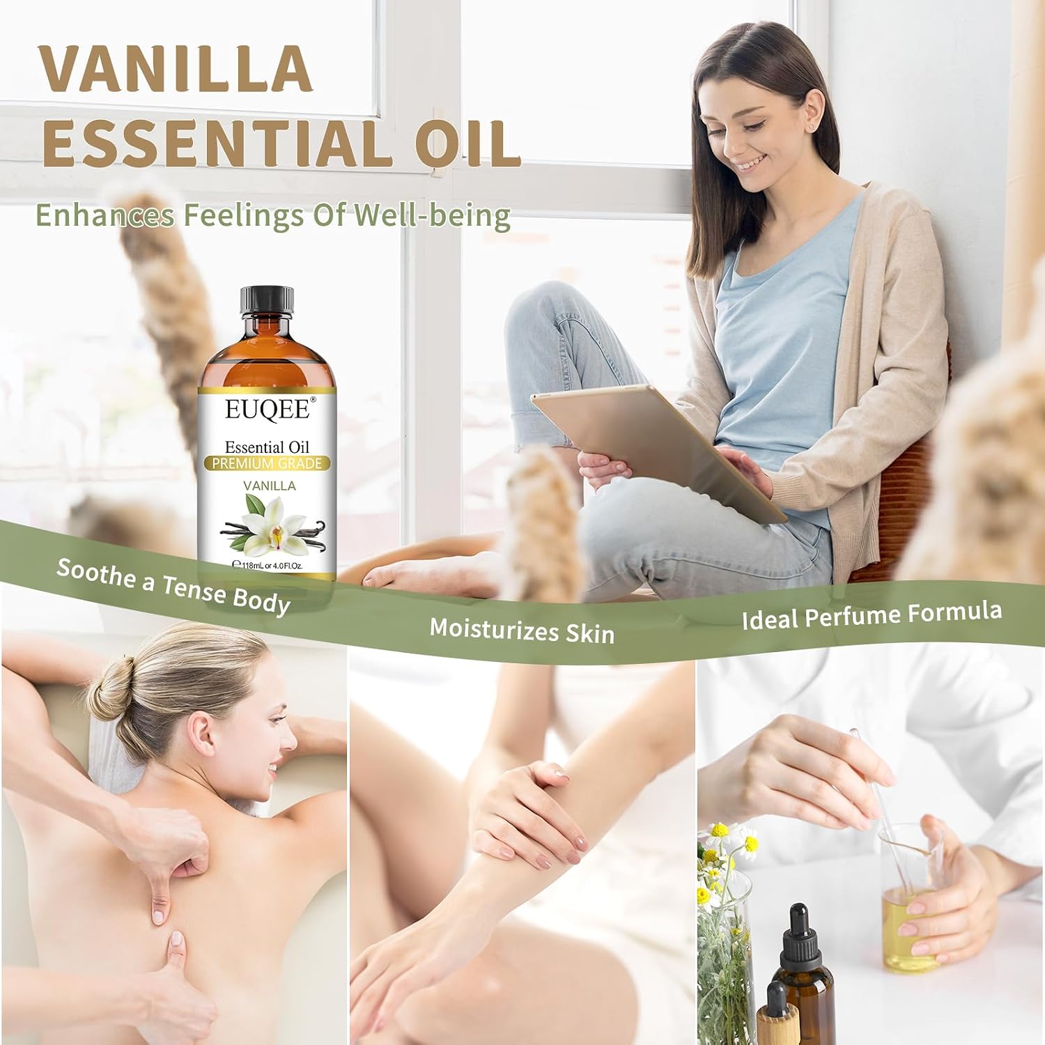 Detalle de EUQEE Vanilla Essential Oil 118 ml