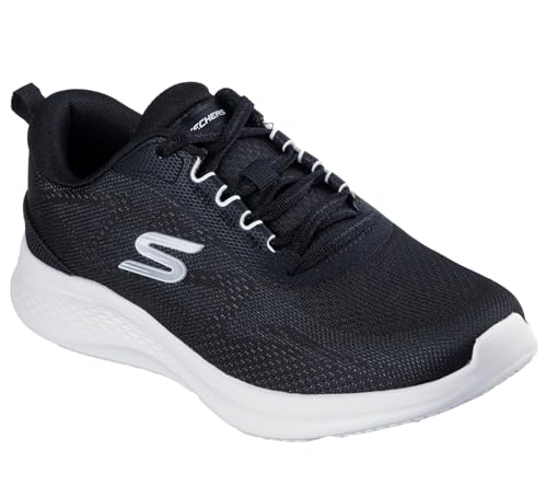 Detalle de Skechers Skech-Lite Pro 2.0 Everyday Pace para mujer: tenis veganos, lavables y con espuma viscoelástica en ribete blanco y malla negra