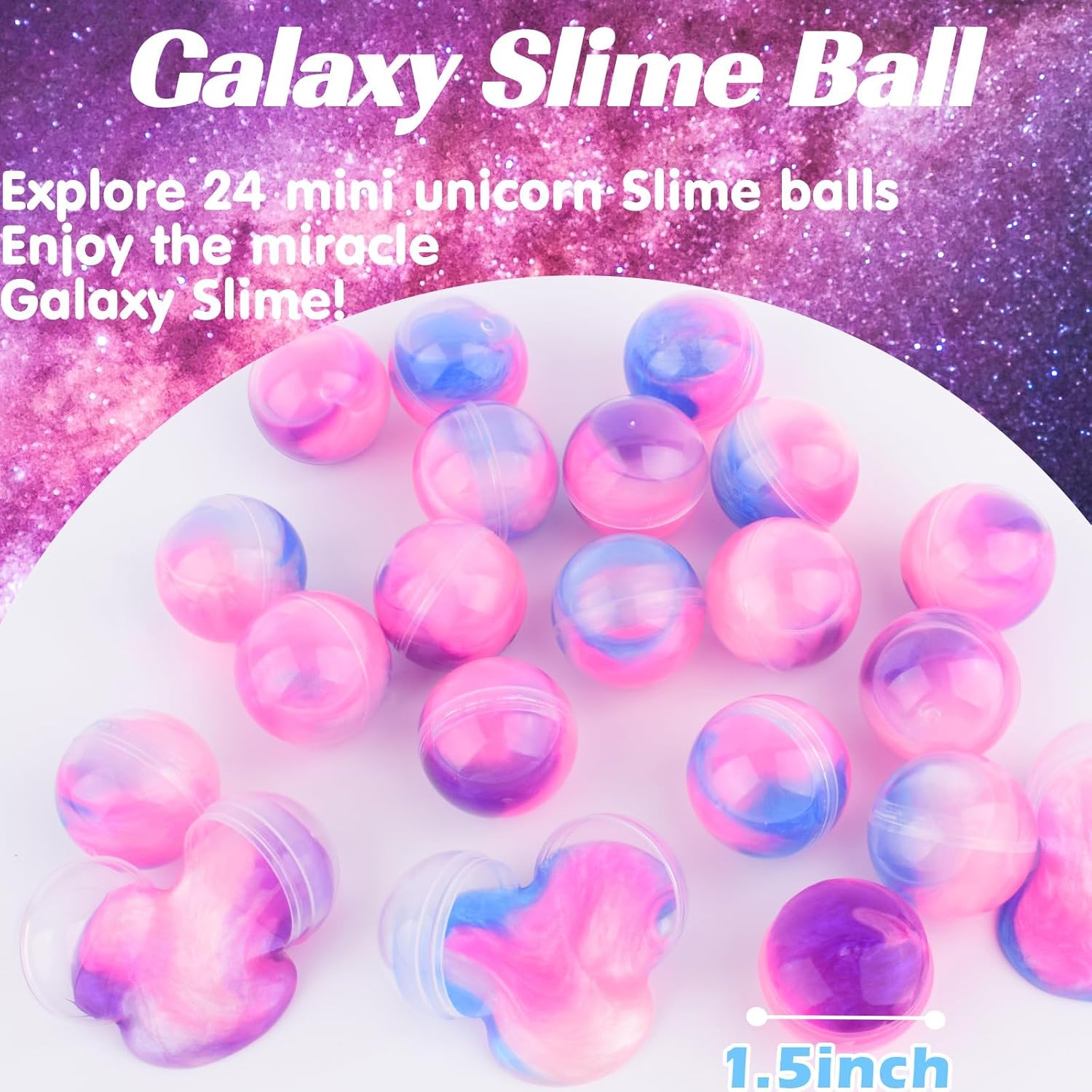 Detalle de 24 Pack Unicorn Galaxy Slime Balls – non-sticky slime party favours for kids and groups