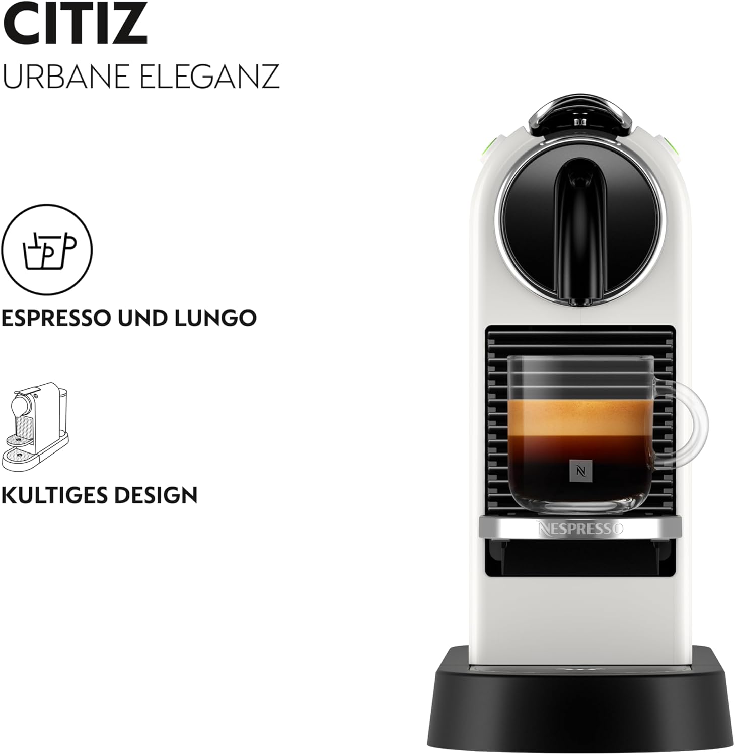 Thumbnail 1 de Nespresso De'Longhi EN167.W Citiz Kaffeekapselmaschine – Creme-weiß, 19 bar, Thermoblock, ohne Aeroccino