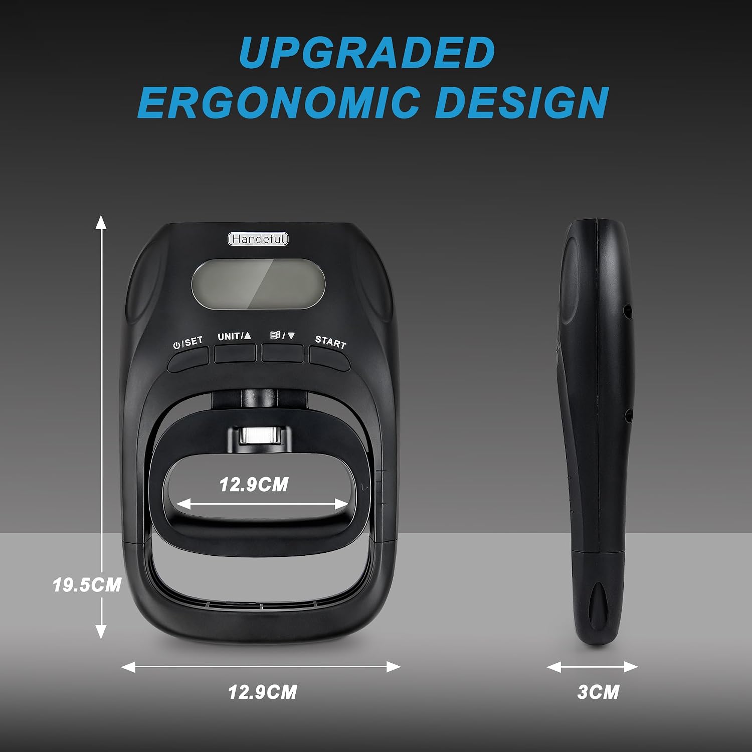 Thumbnail 6 de Handeful HFEH17BKAA Grip Strength Dynamometer, 397 lb, 19 Profiles