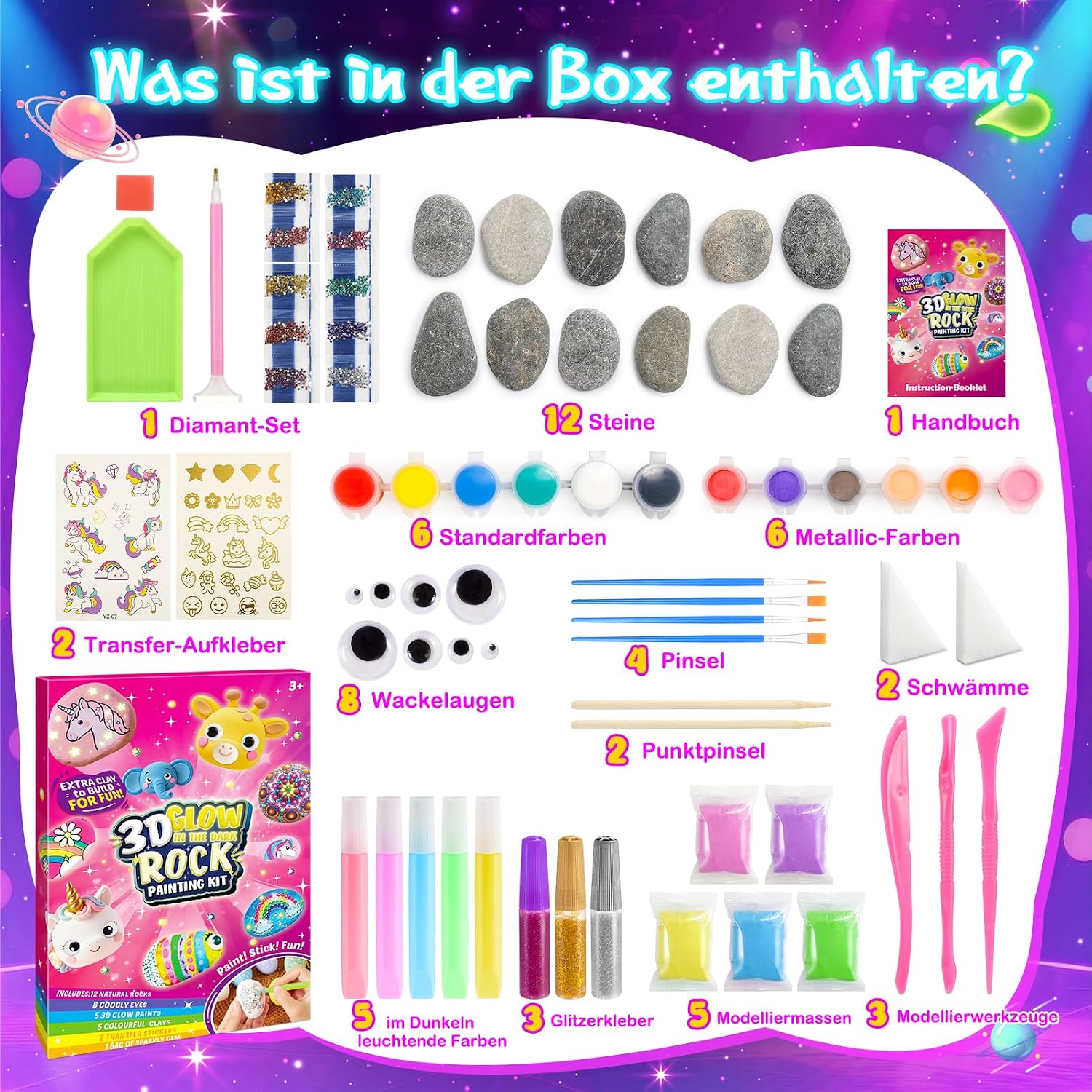 Thumbnail 4 de iKidiki Bastelset Einhorn Steine 12 Stück