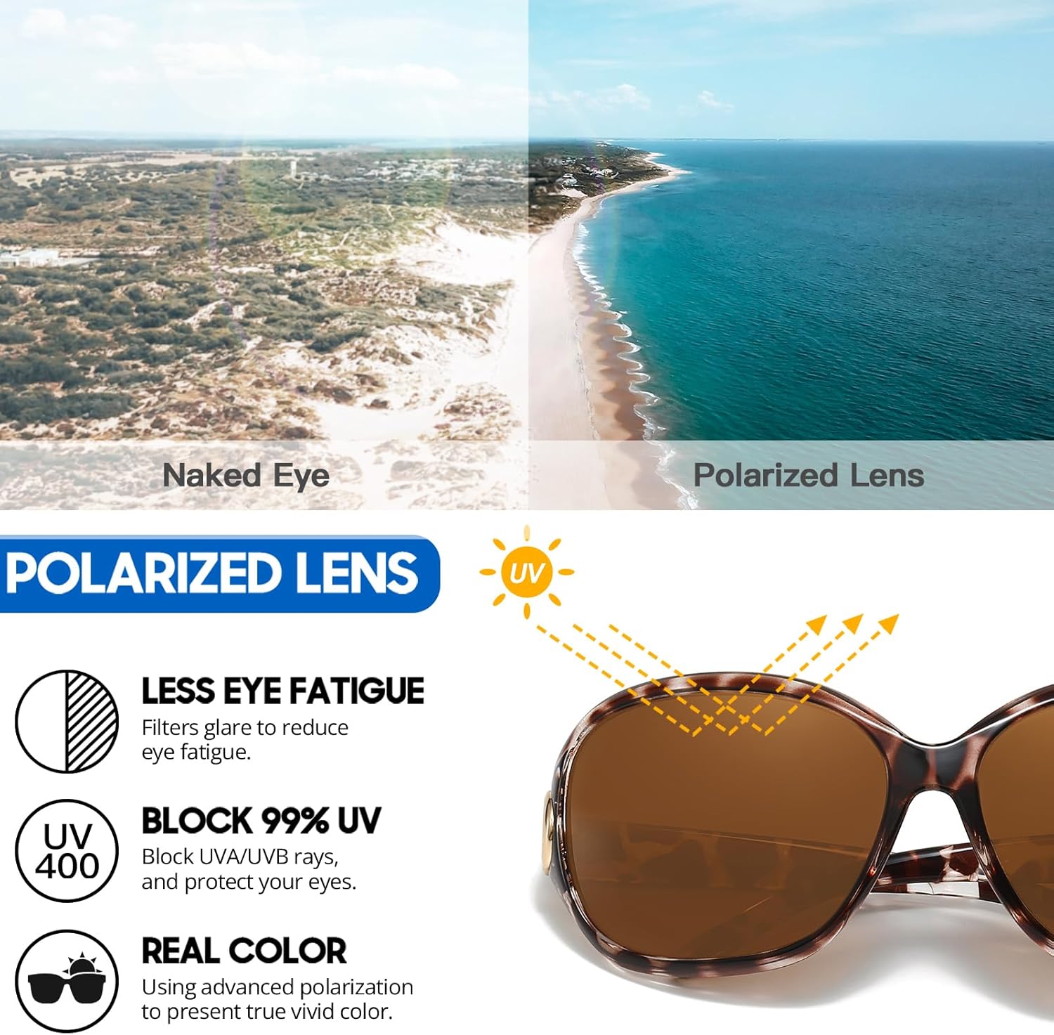 Thumbnail 2 de Myiaur polarised oversized sunglasses for women with UV400 protection