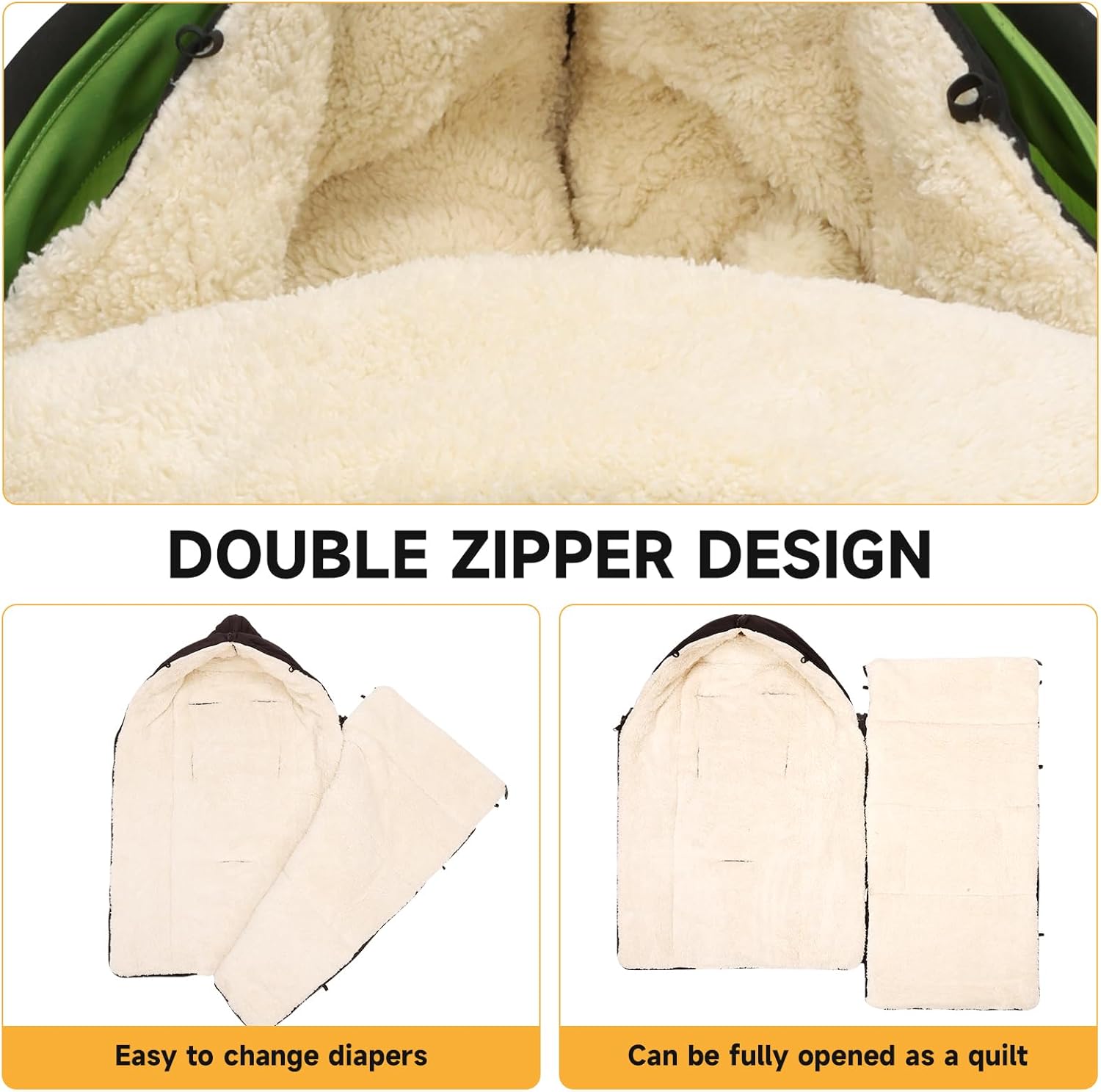 Thumbnail 4 de EAQ Cosytoes footmuff with fleece lining – warm, washable universal pushchair cover (navy blue)