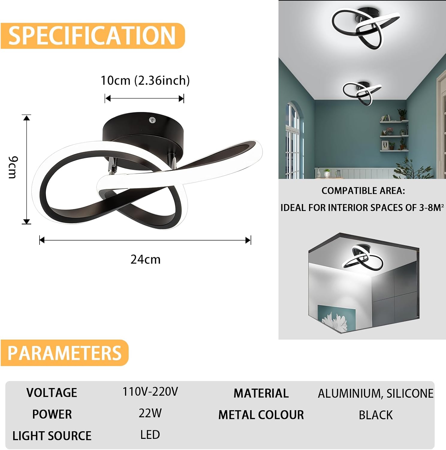 Detalle de EIDISUNY 25cm LED ceiling light 22W