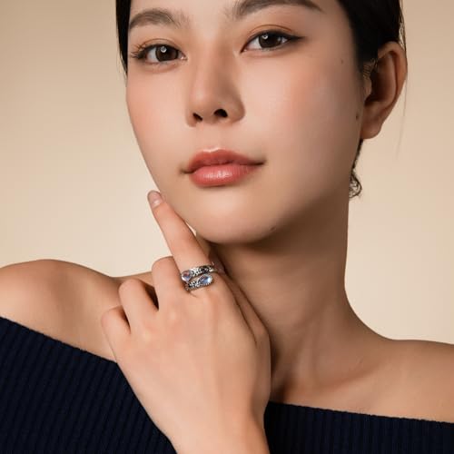 Detalle 2 de Weviway Sterling Silver Adjustable Vintage Moonstone Ring