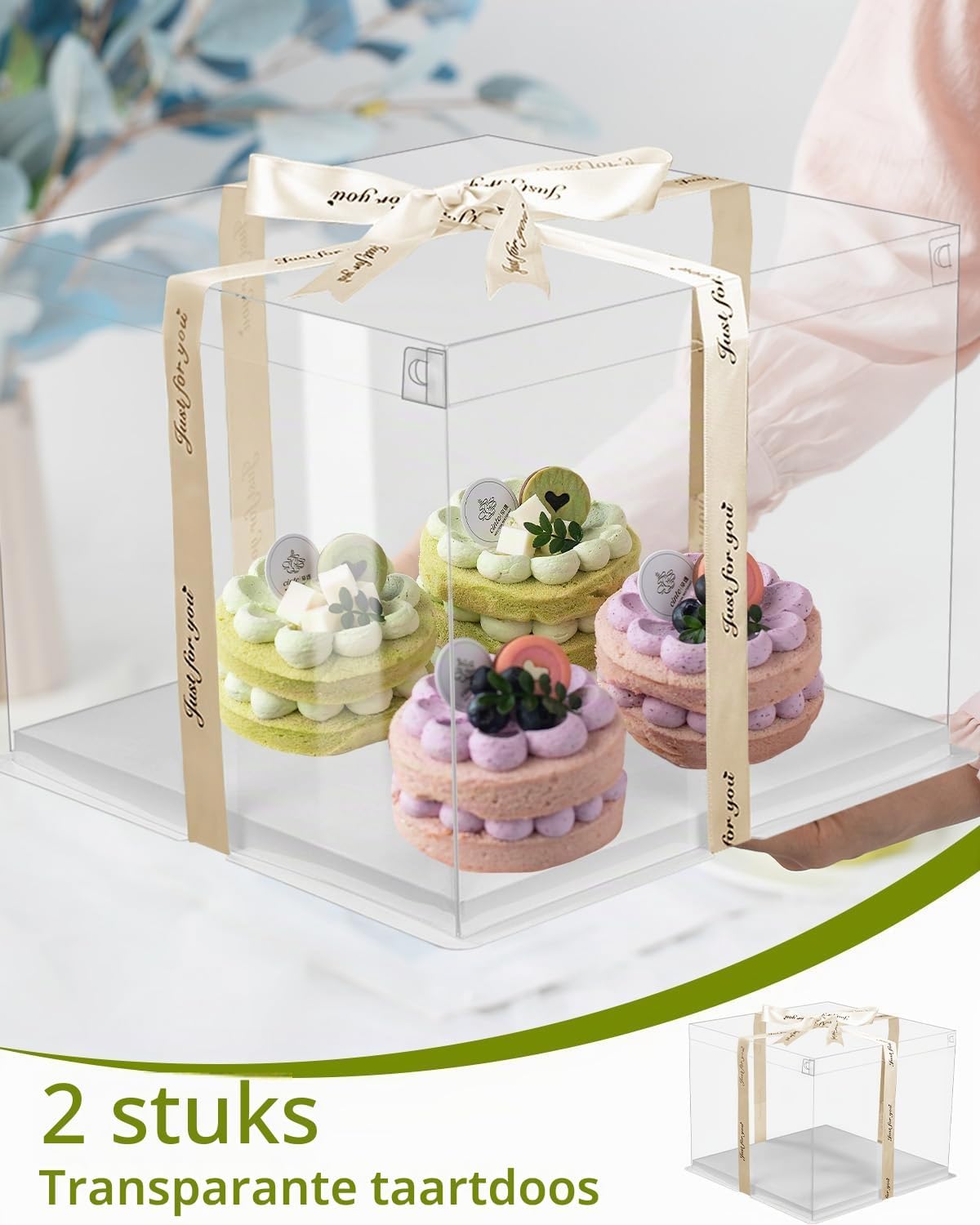 Detalle 1 de Azyvum transparante taartdozen, 2 stuks voor 8-inch taarten