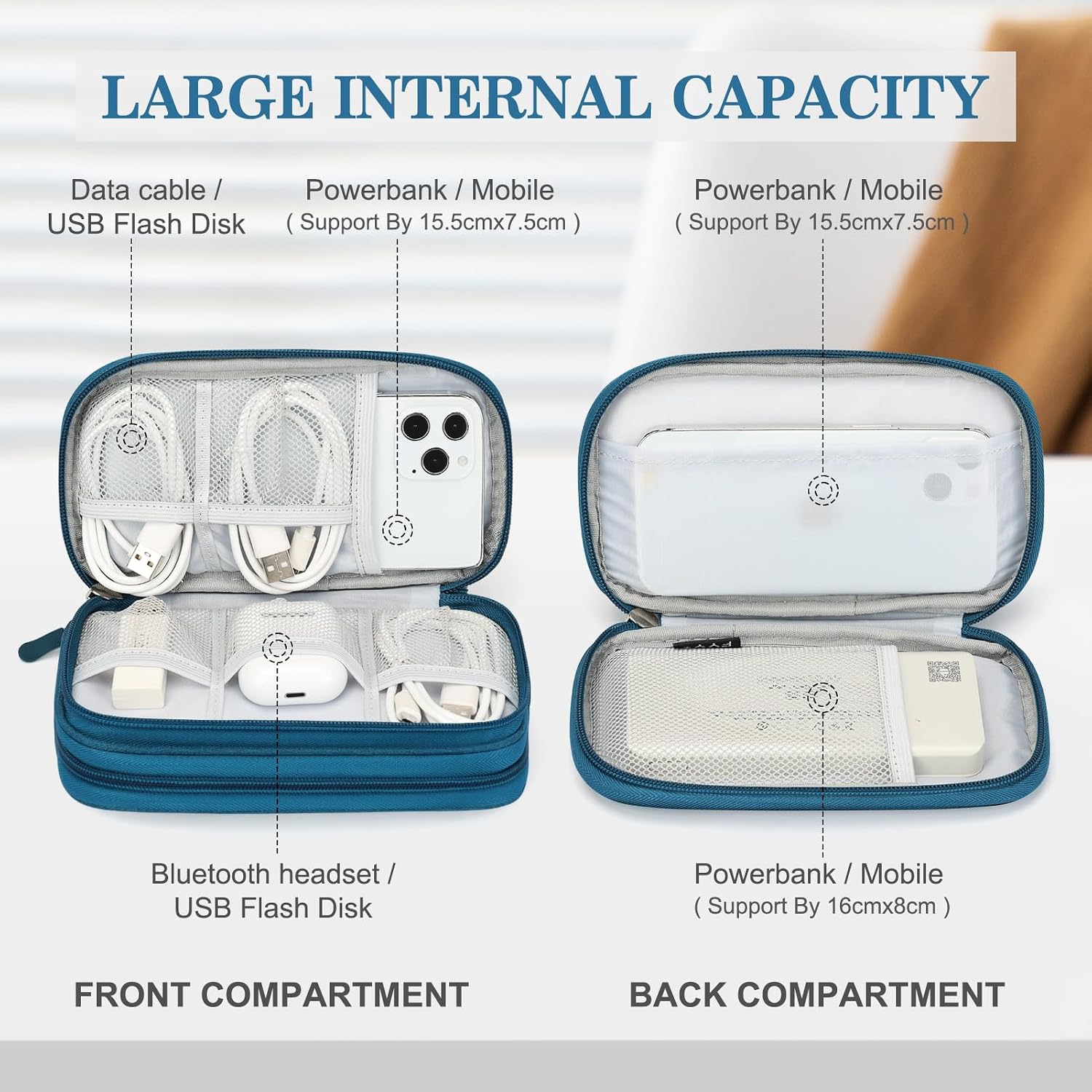 Detalle de FYY Electronics organiser bag, double-layer 19cm