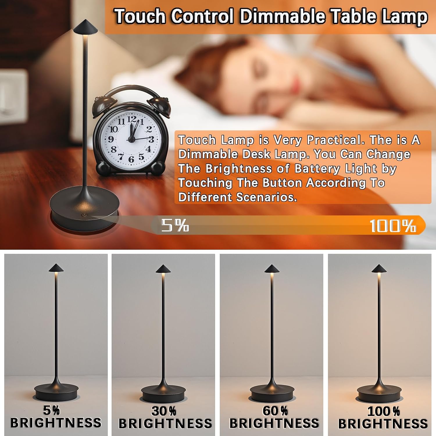 Thumbnail 6 de Leomix LED Tischlampe kabellos – 2er Set, 4000 mAh, IP54, Touch & stufenlose Dimmbarkeit
