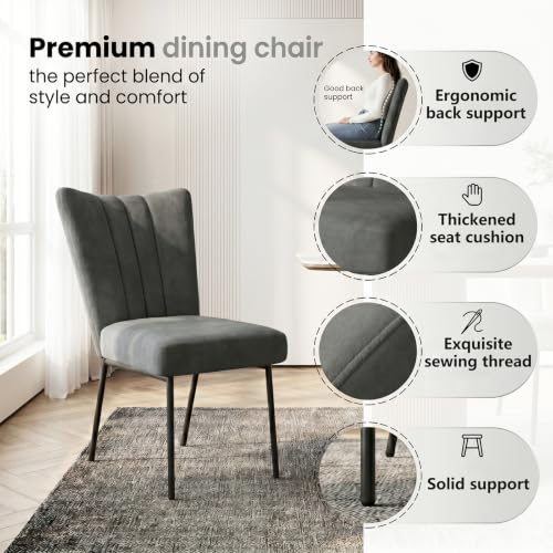 Detalle de JIEXI Set tavolo da pranzo allungabile con 6 sedie in flanella grigia – MDF grigio, base in metallo a X