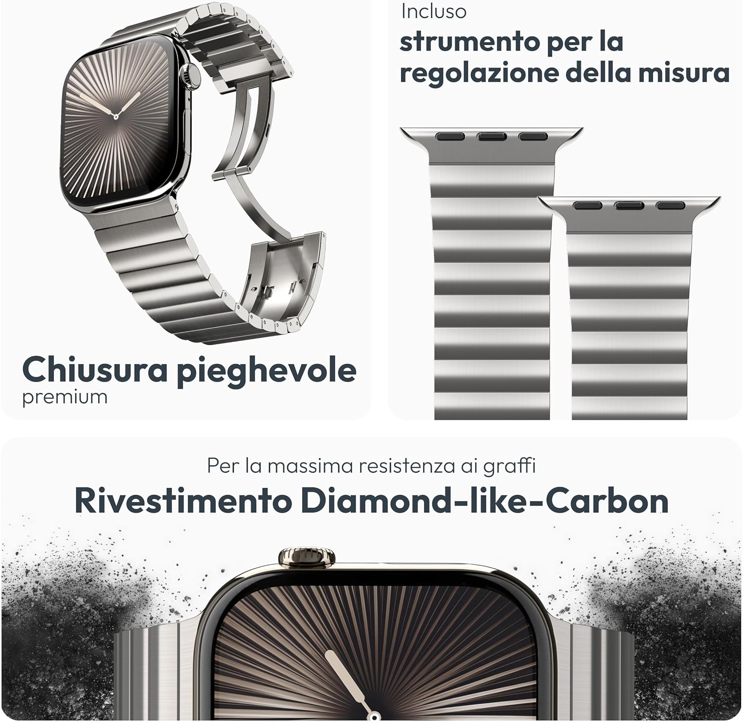 Thumbnail 2 de VONMÄHLEN Link Bracelet Pro: Cinturino in acciaio 316L per Apple Watch con regolazione e vetroso di stile