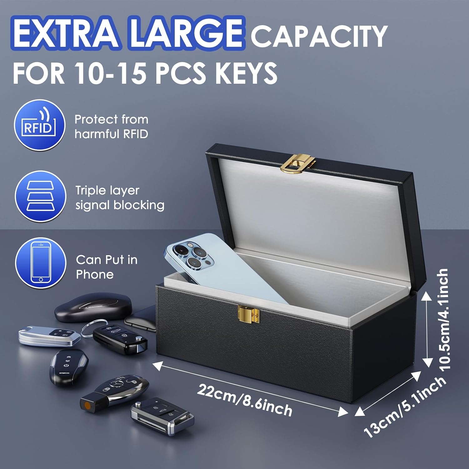 Thumbnail 4 de lanpard Extra Large Faraday Box for Car Keys (8.6 x 5.1 x 4.1 inches) – keyless signal blocking key protector