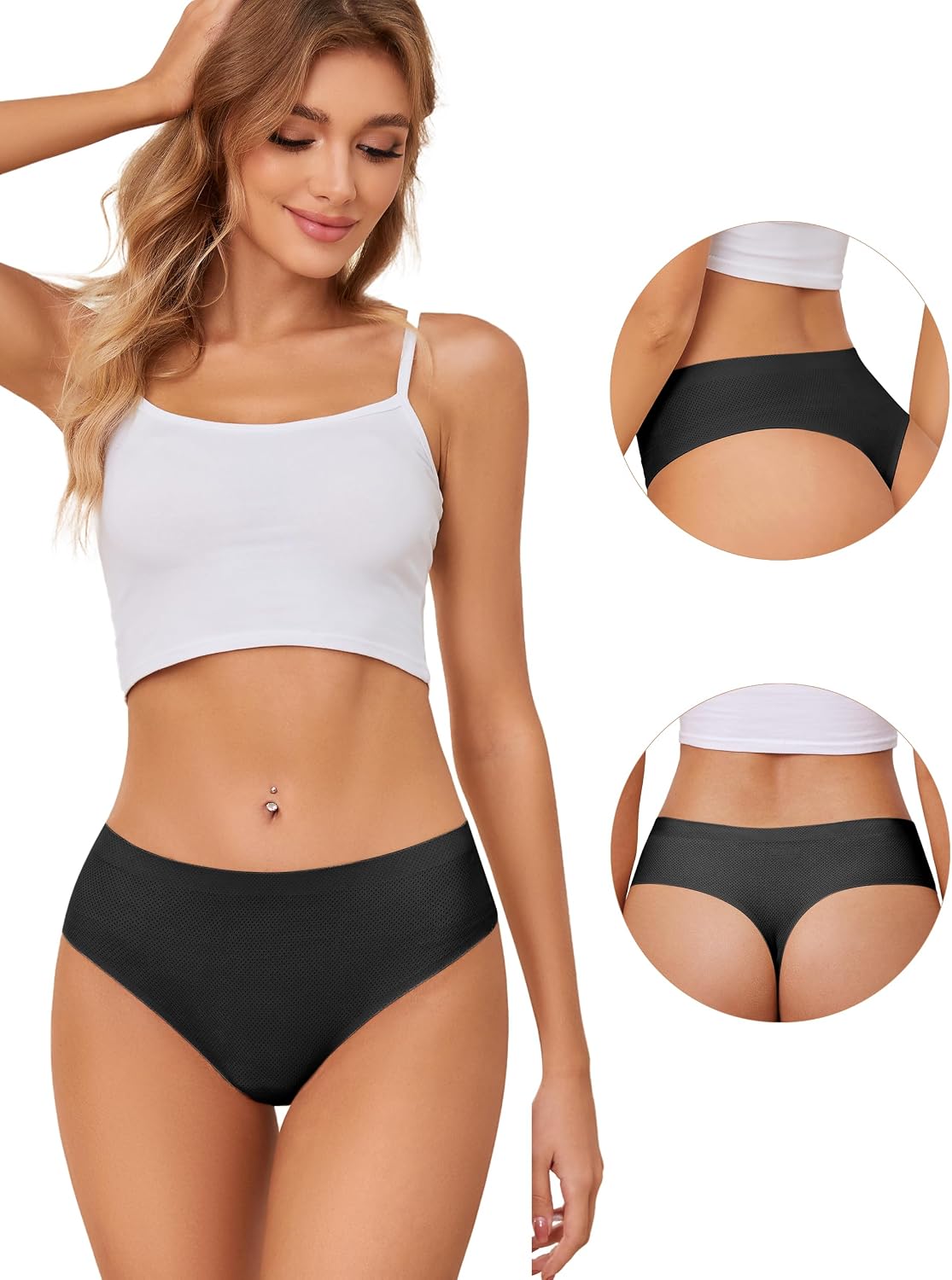 Thumbnail 1 de VOENXE Seamless High-Waisted Thongs — 5-Pack