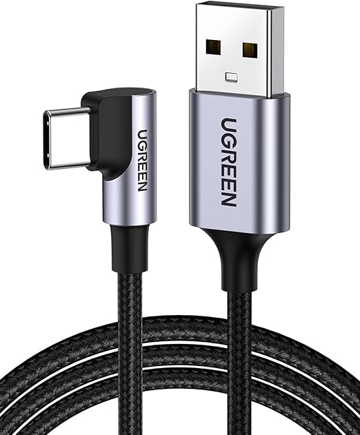 Detalle de UGREEN Cable Tipo C 90° 2M, Carga Rápida ⚡