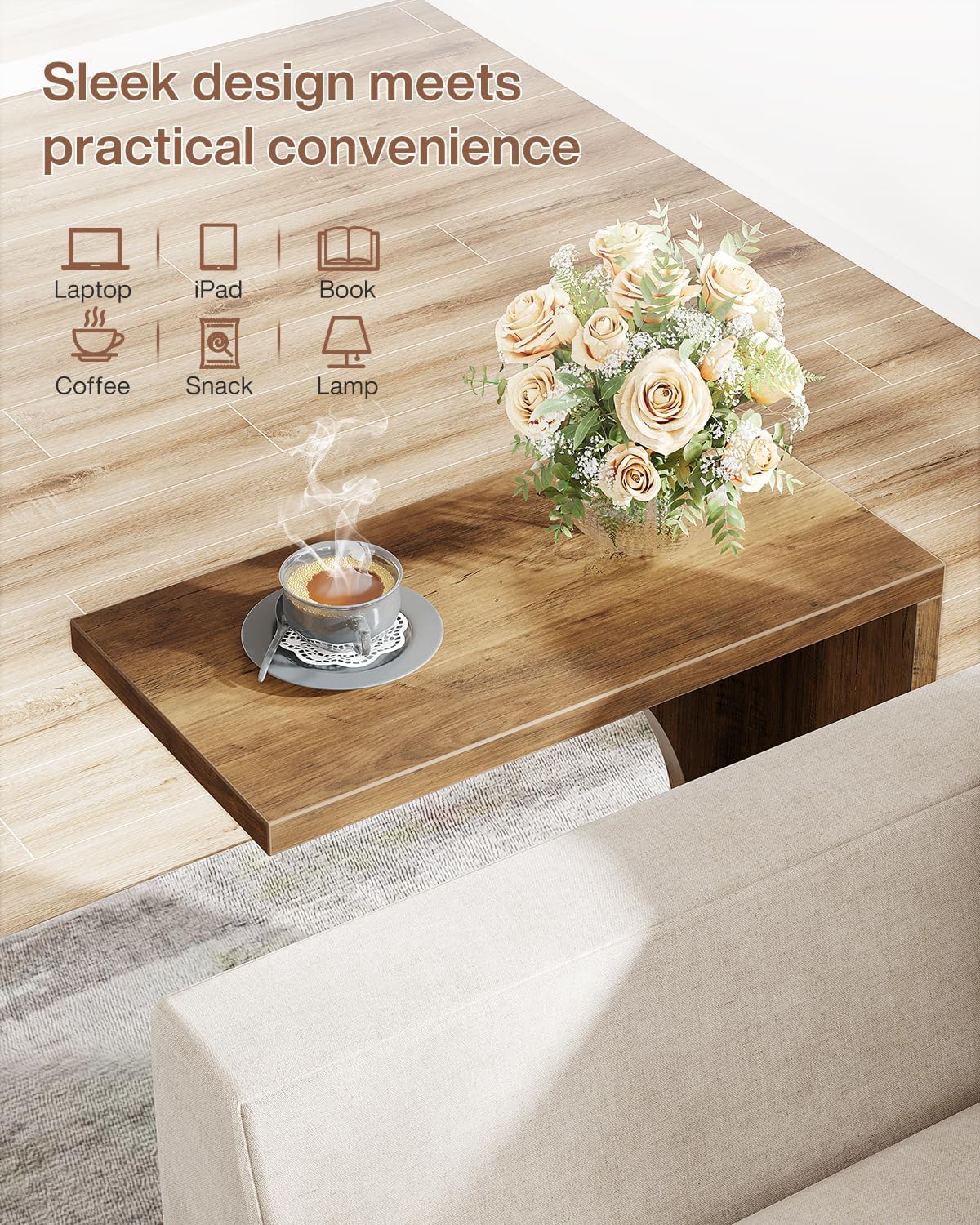 Thumbnail 6 de Tribesigns RY0138RY0202 C-Shaped End Table, Rustic Brown Engineered Wood