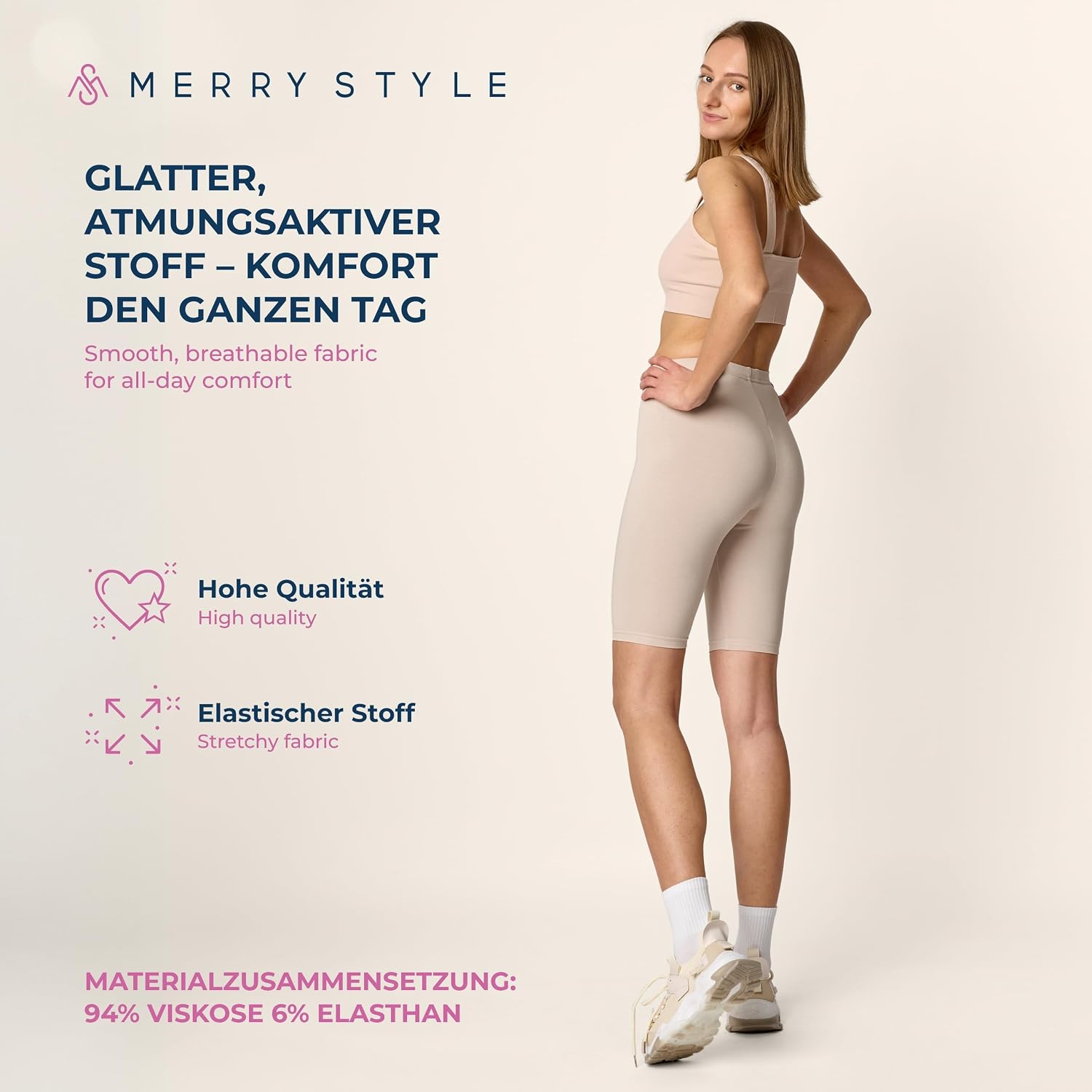 Detalle de Merry Style Damen Shorts Kurze Leggings MS10-145 – Bequeme Radlerhose aus Viskose