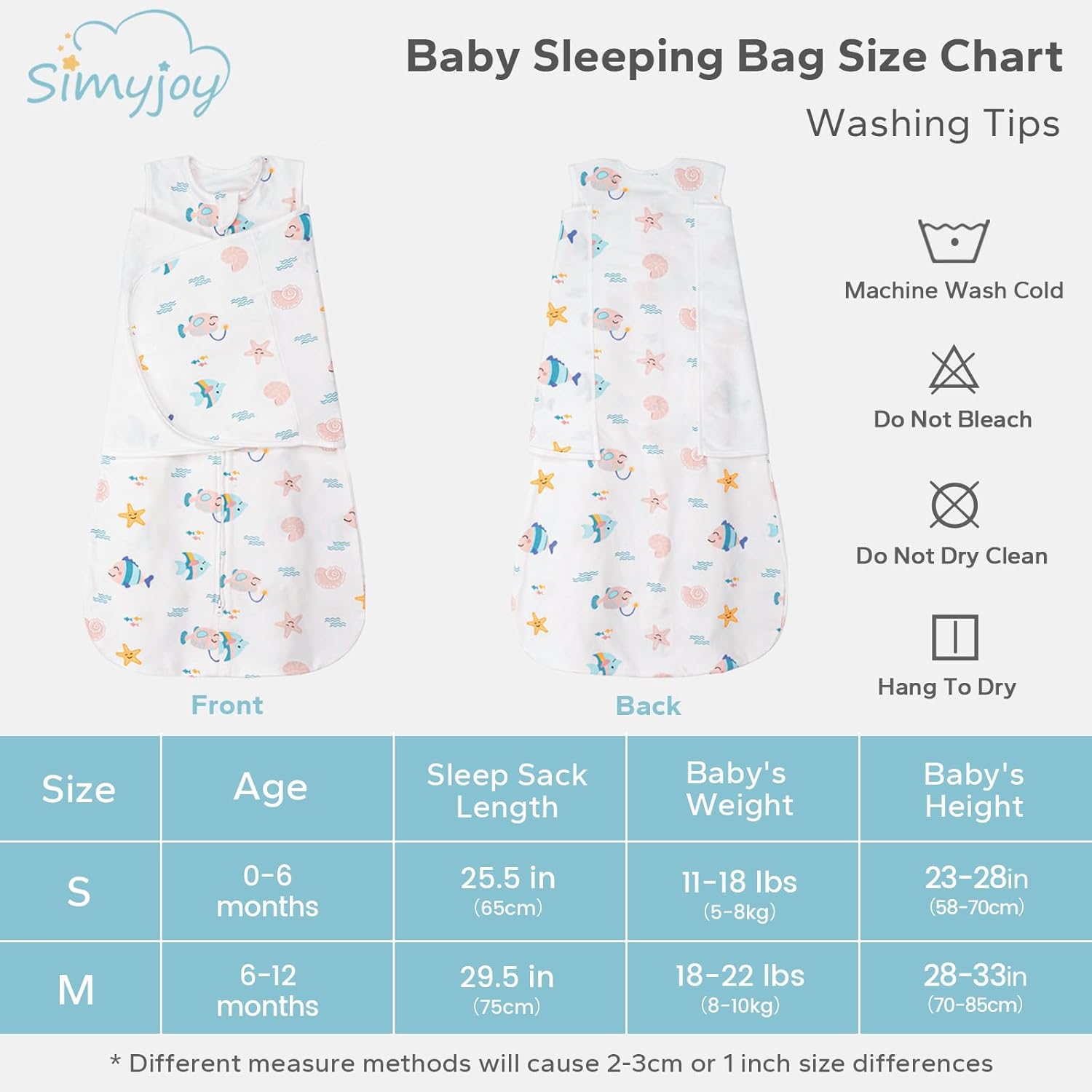 Thumbnail 6 de SIMYJOY Baby Schlafsack Neugeborene – 3‑in‑1 Pucksack aus 100% Baumwolle, verstellbar (0–6 M / 6–12 M)