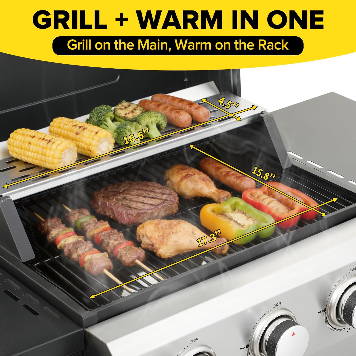 Detalle de IdeaMaxx propane grill, 322 sq. in. cooking area