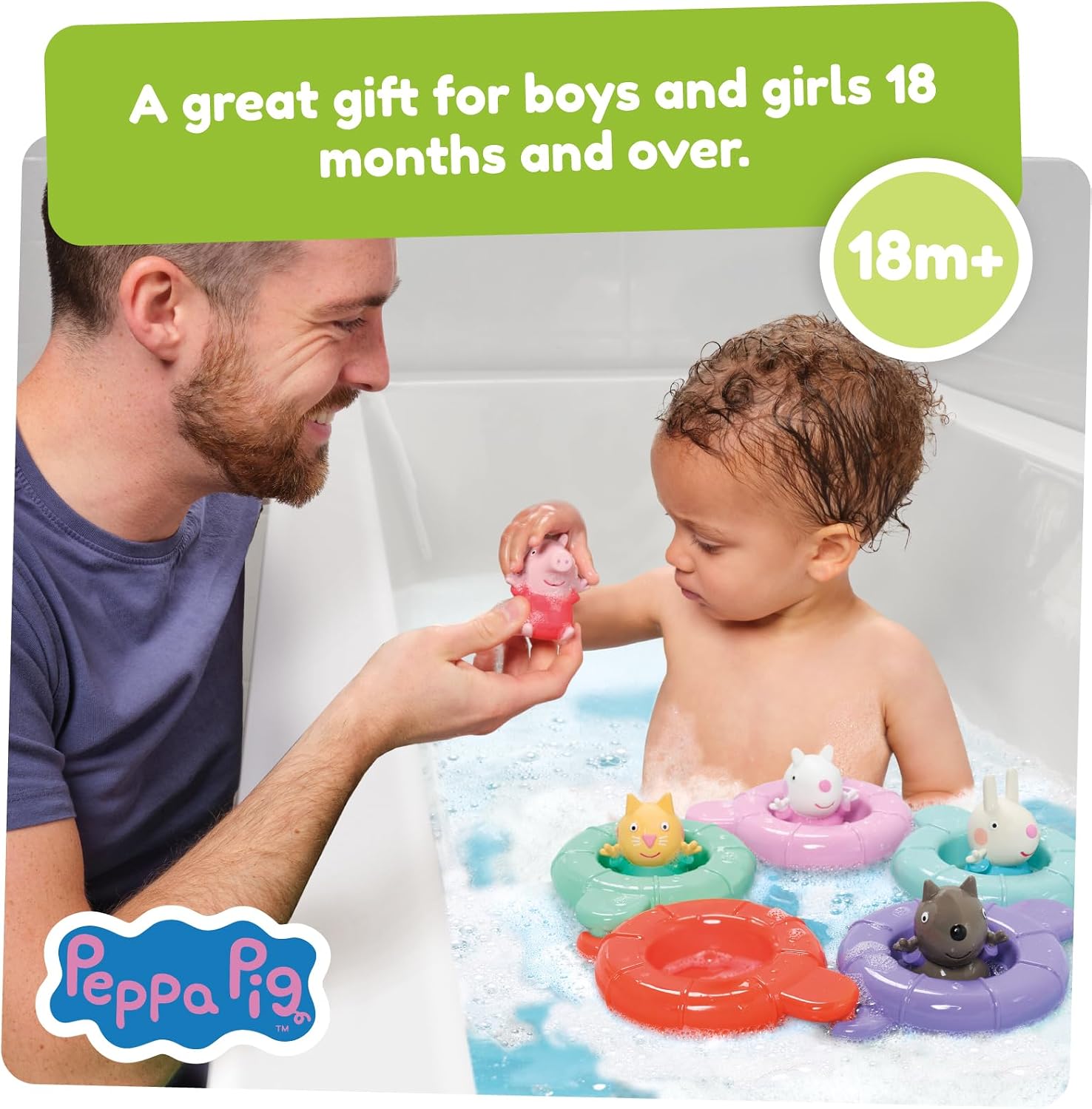 Detalle 2 de Tomy Toomies Pool Party de Peppa – 5 bouées à anneau et 5 figurines