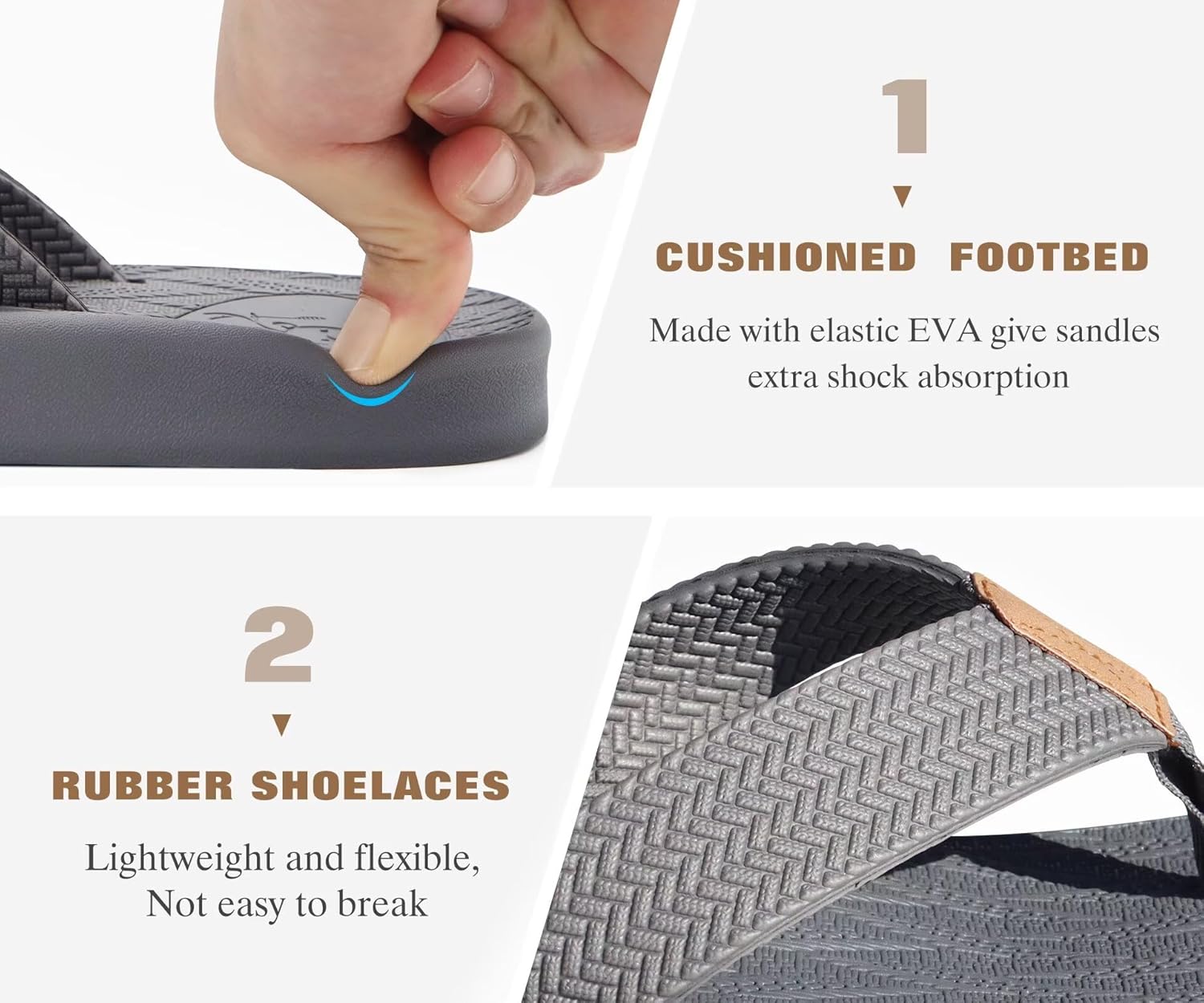 Thumbnail 5 de KuaiLu Men’s Arch Support Flip Flops with Cushioned Footbed