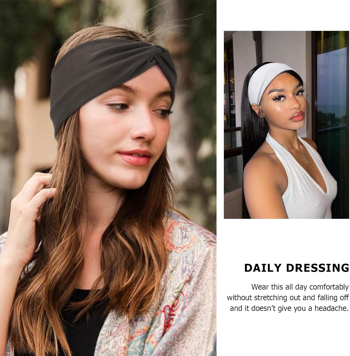 Detalle 2 de DRESHOW 8 Pack Headbands 3.5" wide