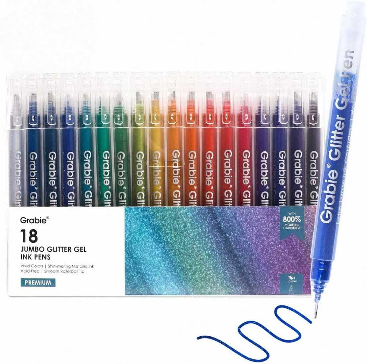 Detalle 2 de Grabie penne gel glitterate 18 colori