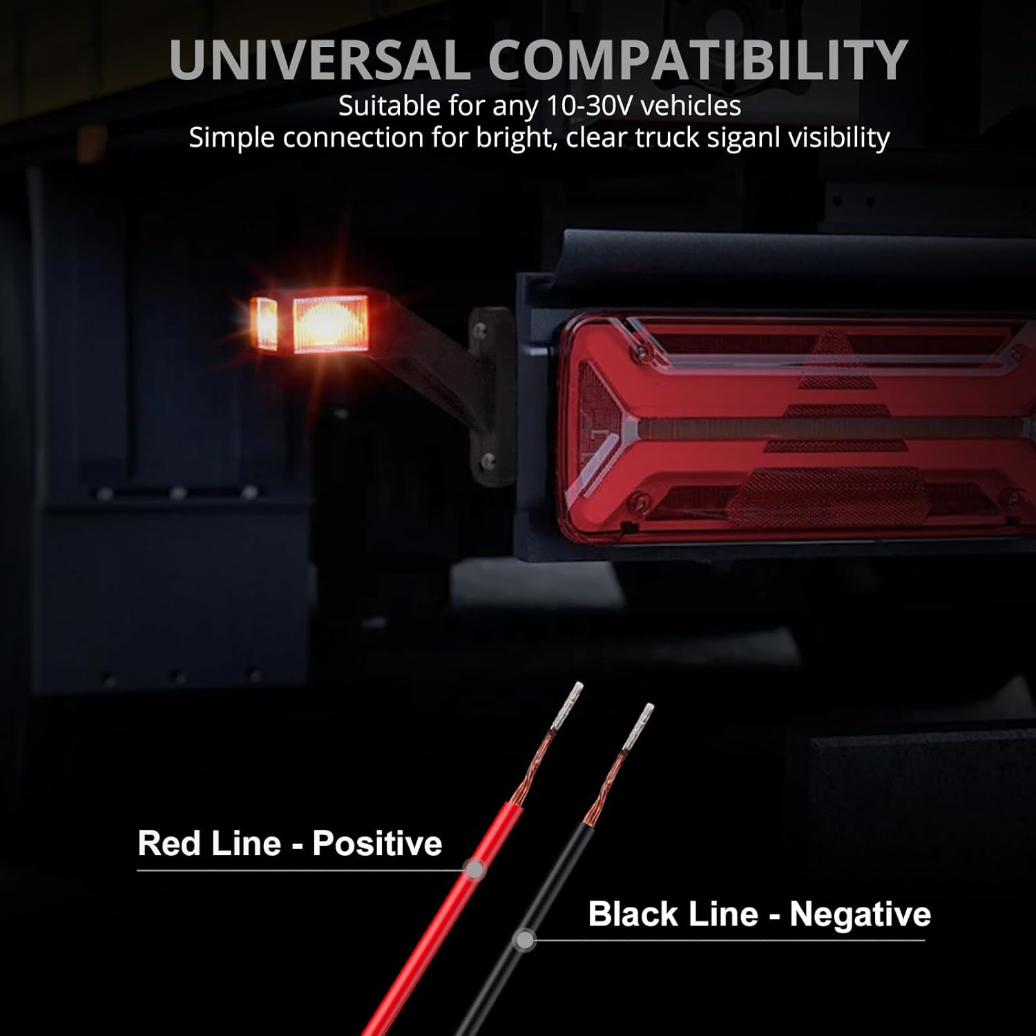 Thumbnail 5 de Justech 2-pack LED side marker lights (12–30V, IP65, triple colour) for trucks, trailers and caravans