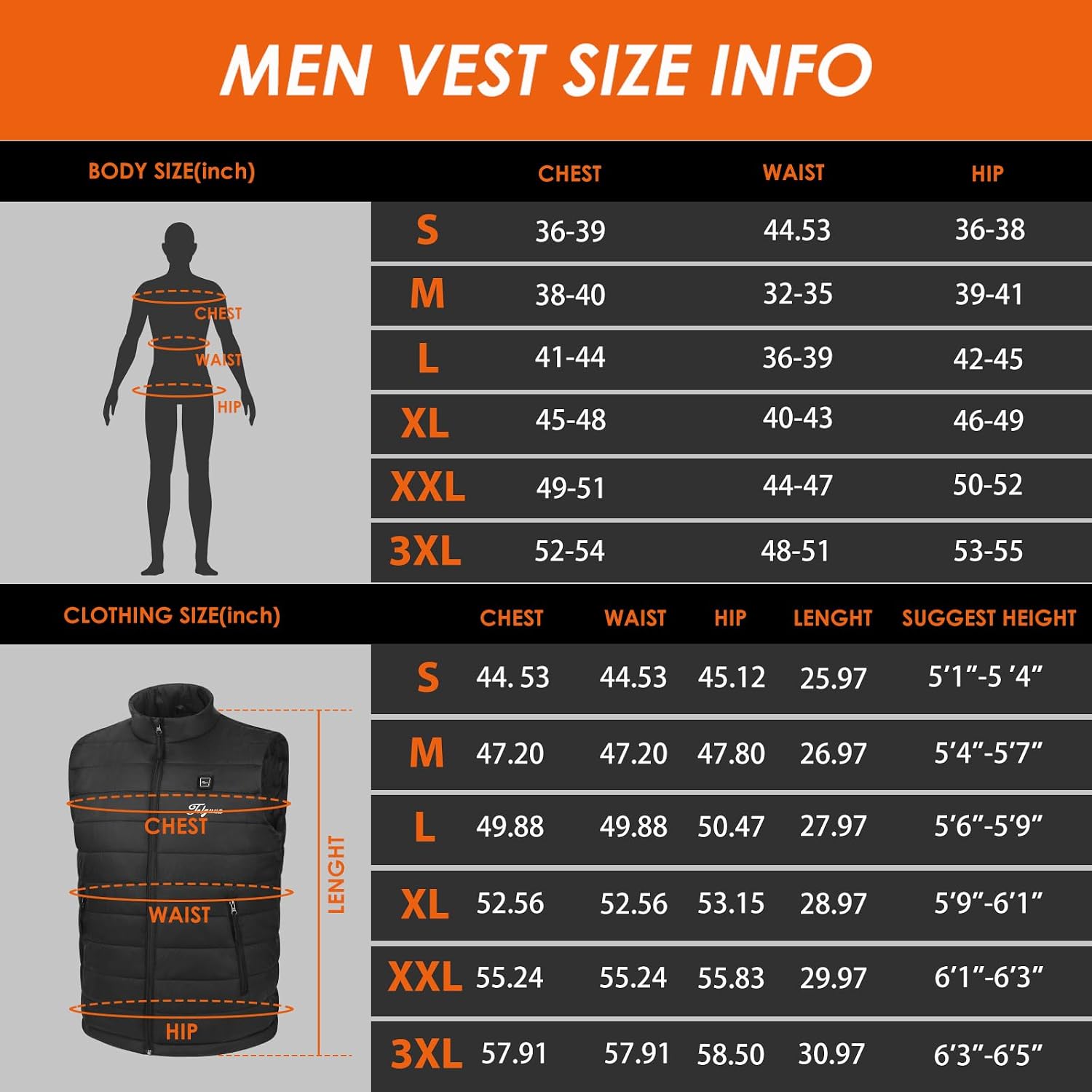 Thumbnail 6 de Telguua K112 Men's Heated Gilet, 10,000mAh Power Bank, 3 Heat Settings