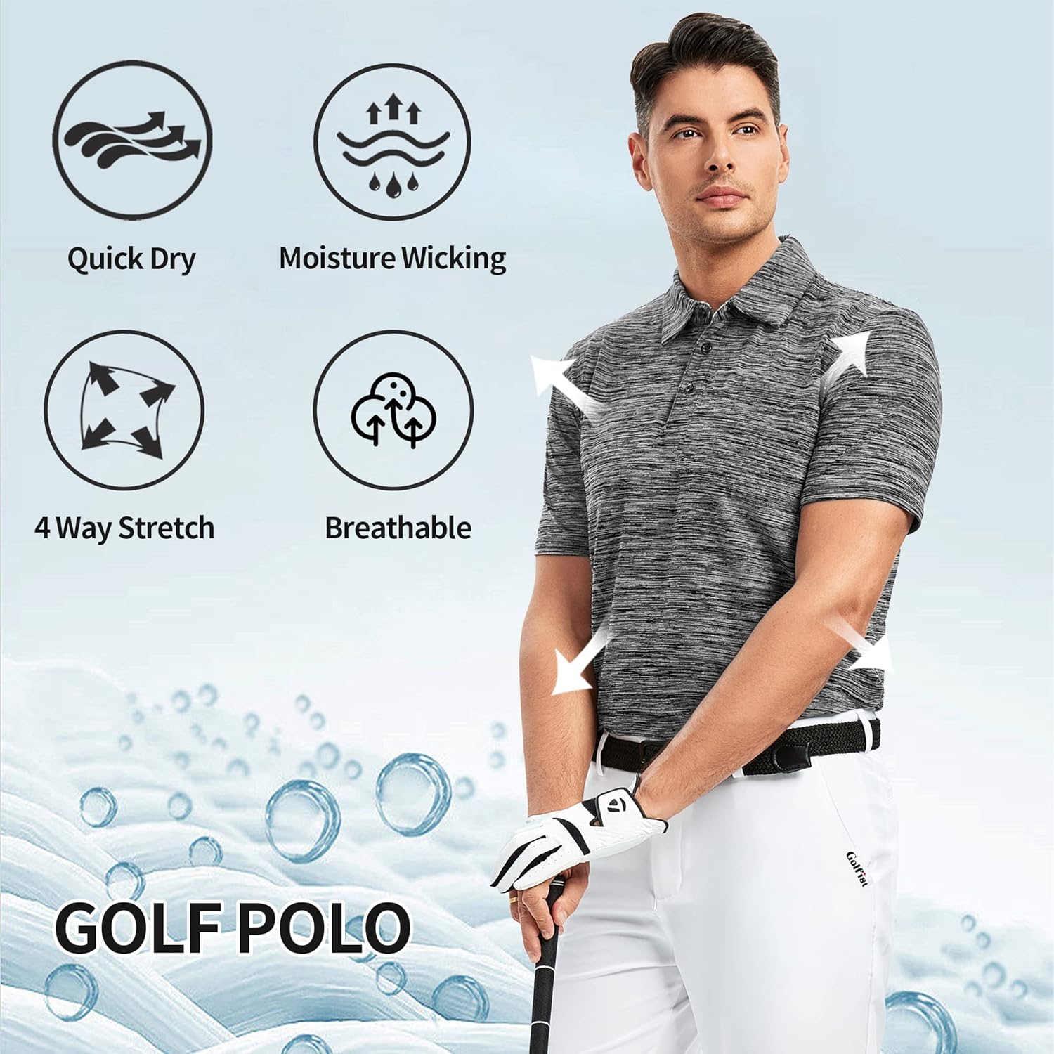 Thumbnail 3 de Damipow Premium Golf Shirts for Men - Dry Fit Performance Polo