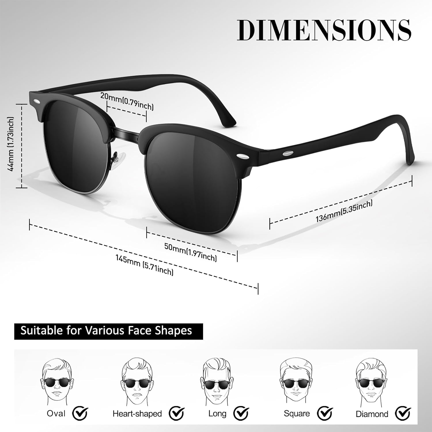 Thumbnail 5 de LINVO Polarisiert Sonnenbrille Halbrahmen