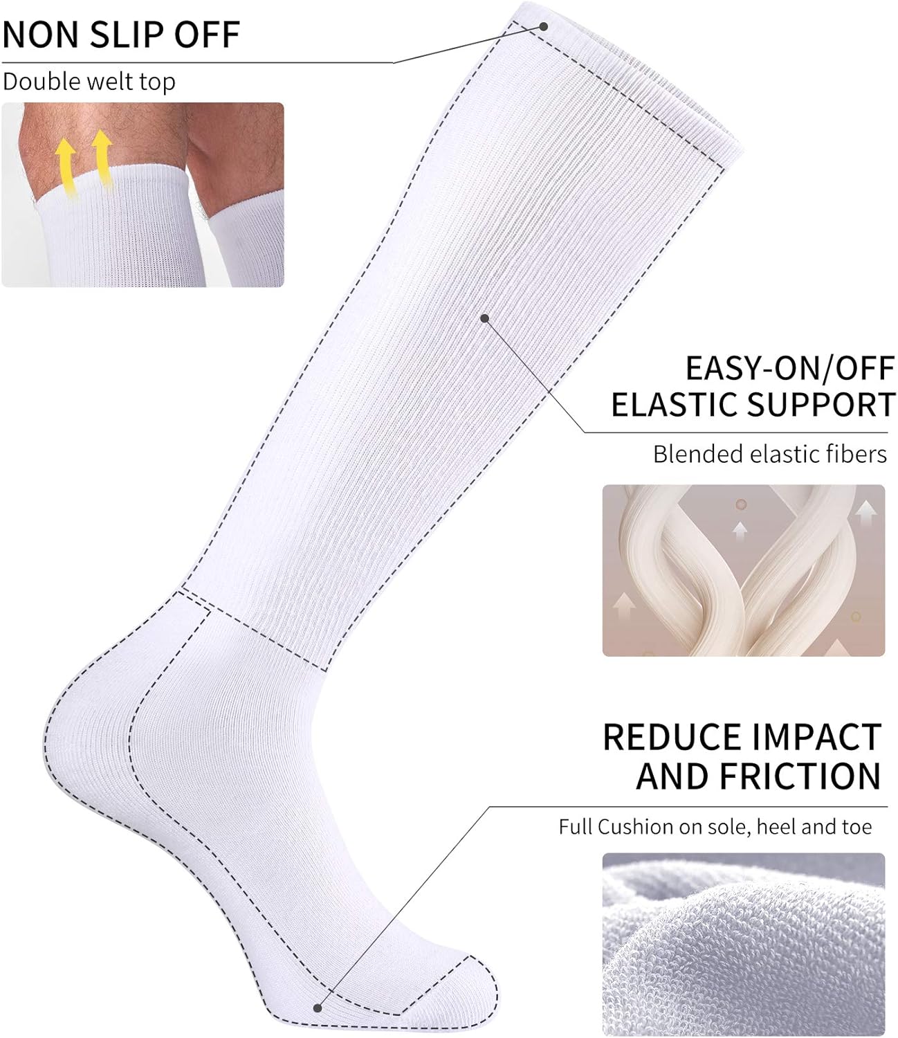 Thumbnail 3 de CS CELERSPORT 2/3 Pack Over-the-Calf Multi-Sport Socks for Youth & Adults