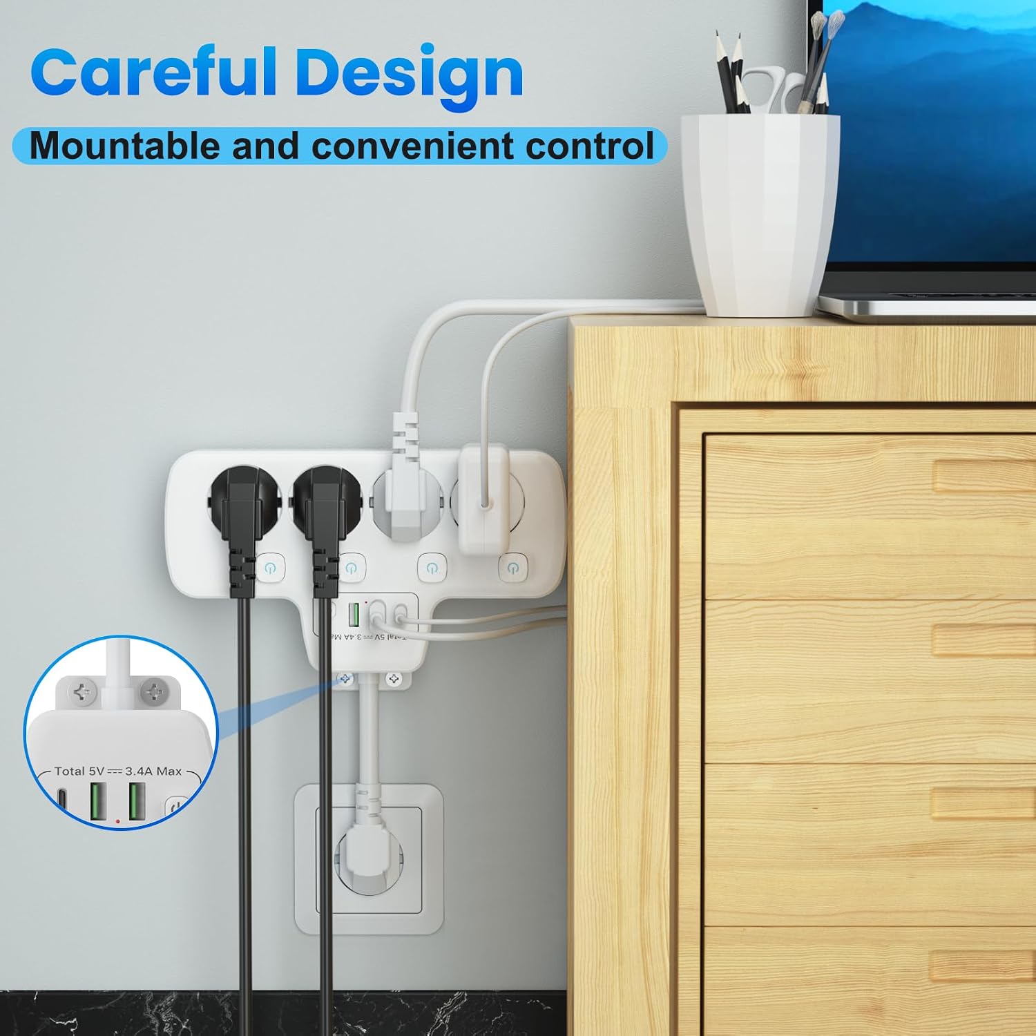 Detalle de HoniHom Ciabatta multipresa 4 prese 🔌