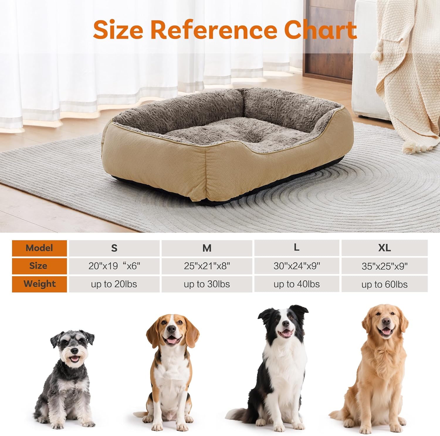 Thumbnail 5 de Oveppy Dog Bed for Large Dogs – super-soft rectangular washable warming bed with anti-slip base