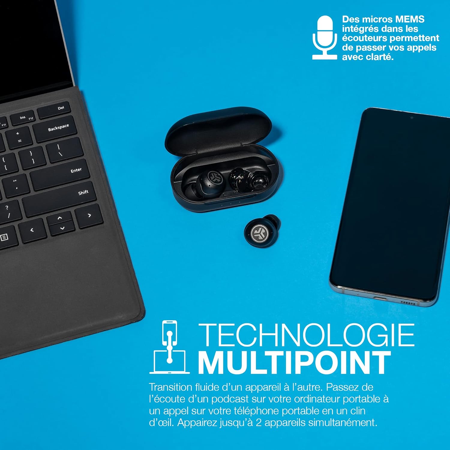 Thumbnail 4 de JLab JBuds Air Pro : écouteurs Bluetooth True Wireless avec autonomie longue, EQ3 et traqueur Tile