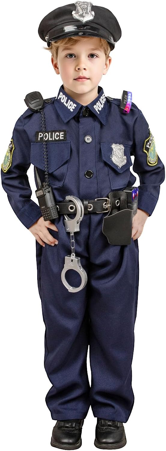 Detalle 2 de KIDDOKIDS Police Costume Set for Kids, Polyester Uniform with Light and Sound Accessories