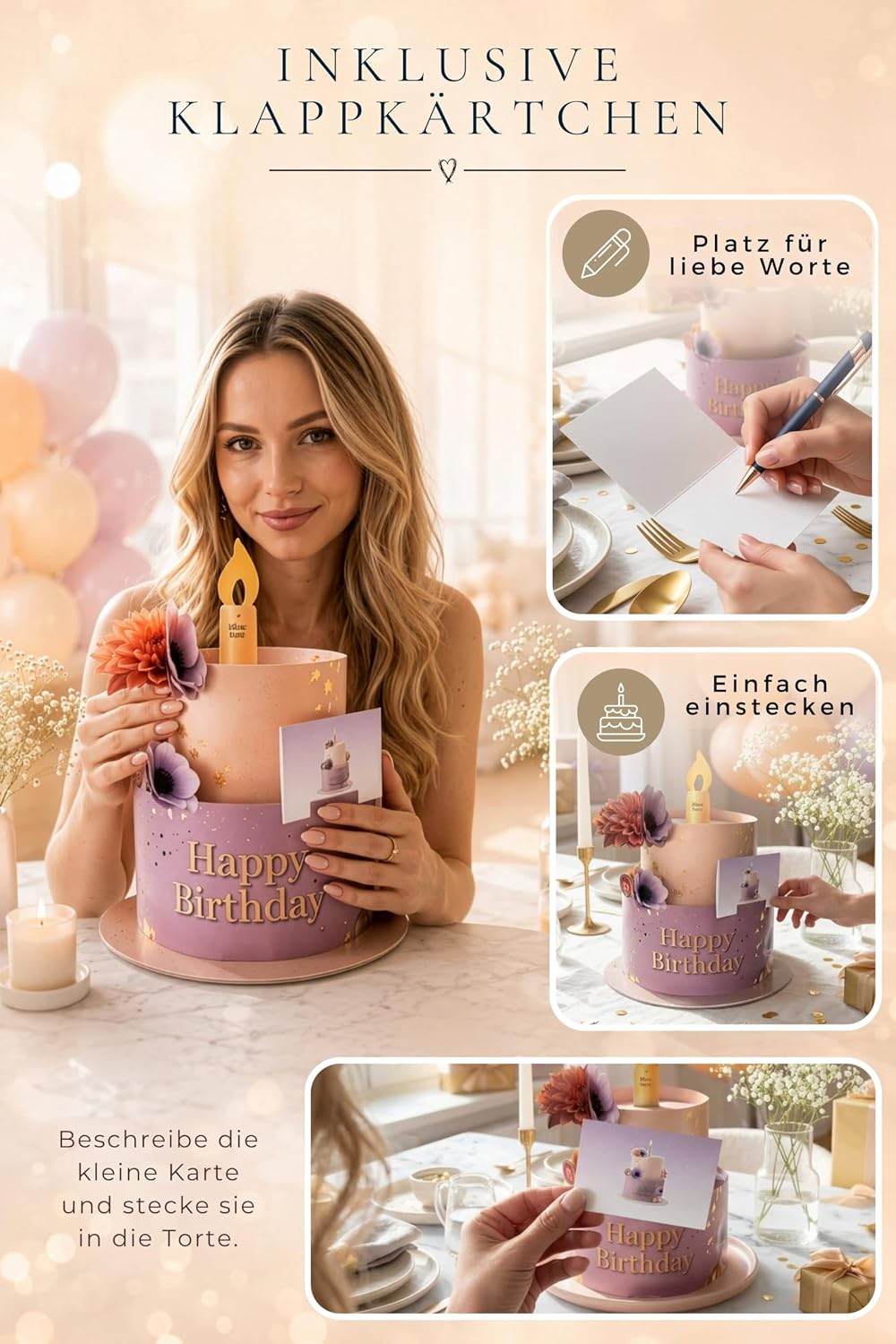 Thumbnail 2 de Joli Coon Geburtstagskarte mit Musik und Licht – 3D Pop Up Tortenkarte 20 x 24 cm