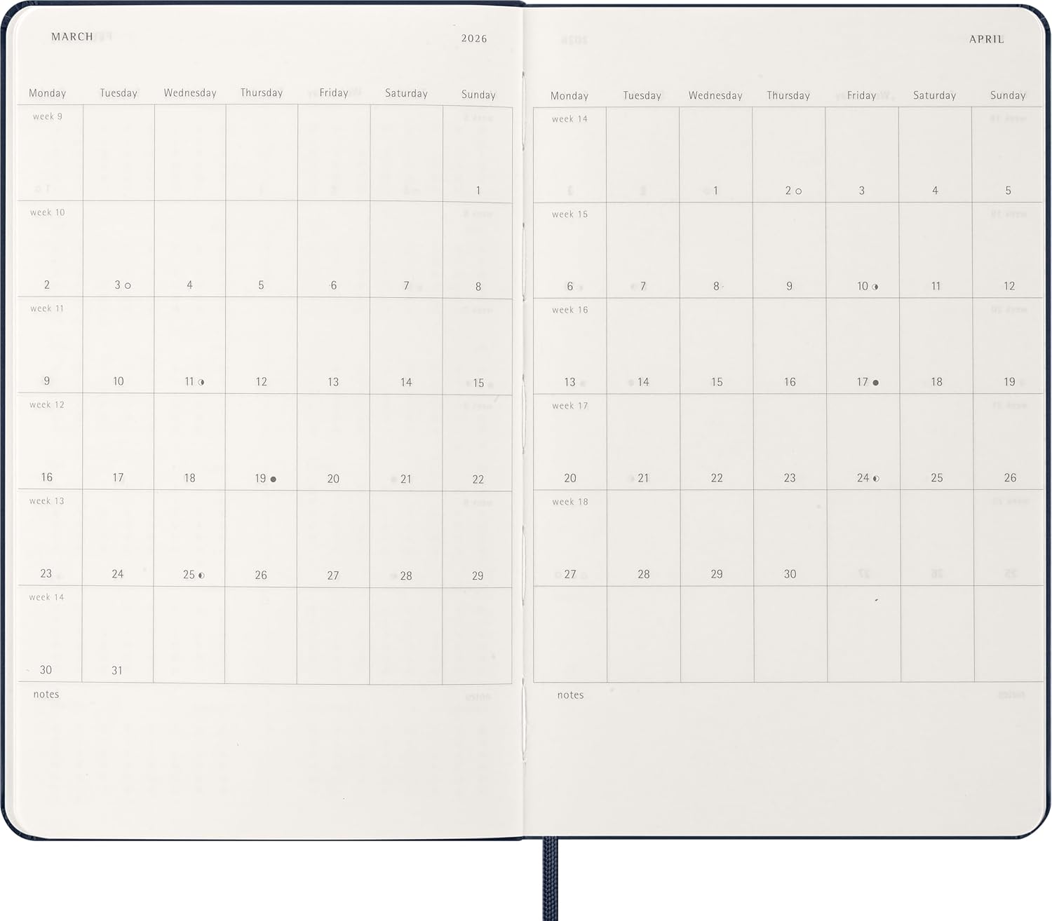 Thumbnail 5 de Moleskine Weekly Planner Agenda Settimanale 2026 12 Mesi 13x21 cm