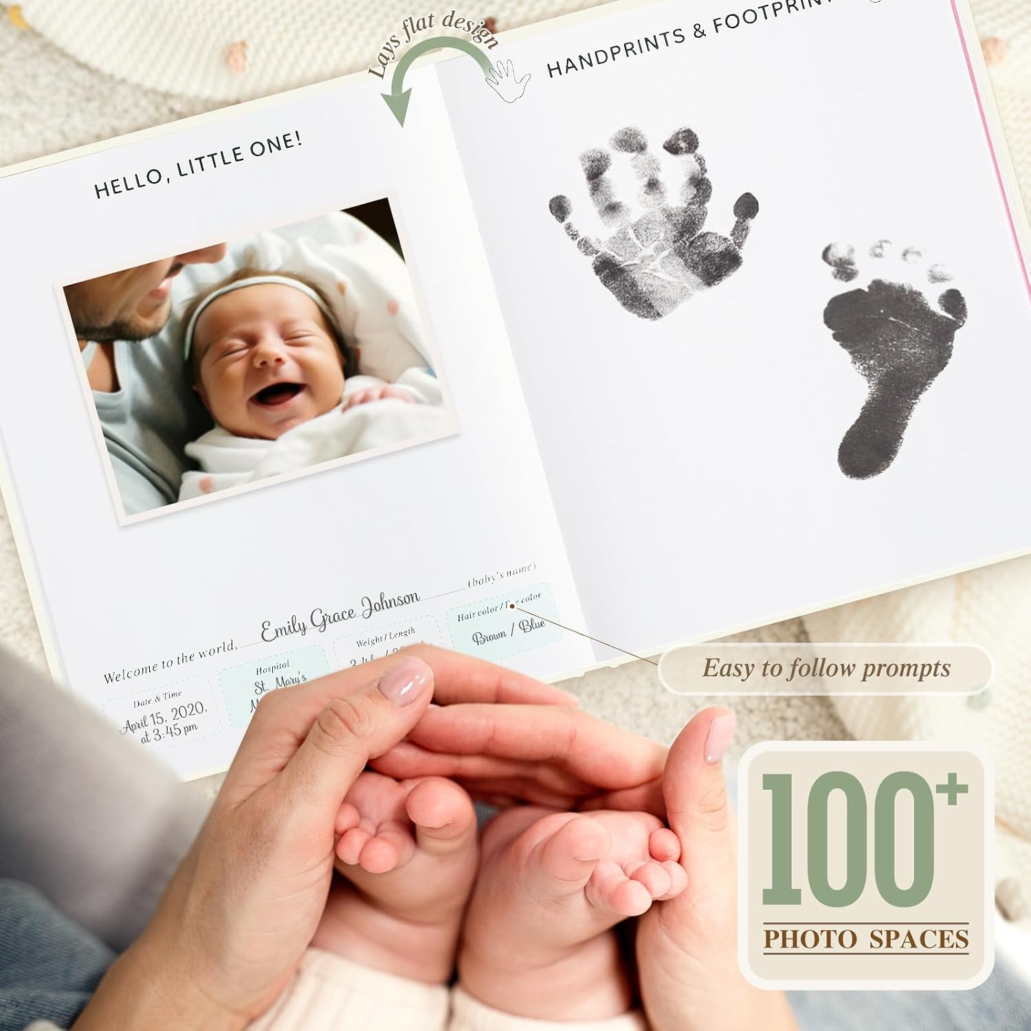 Detalle 2 de Lanpn BBRJYS-TZ Baby Memory Book, Leather Cover, 154 Pages