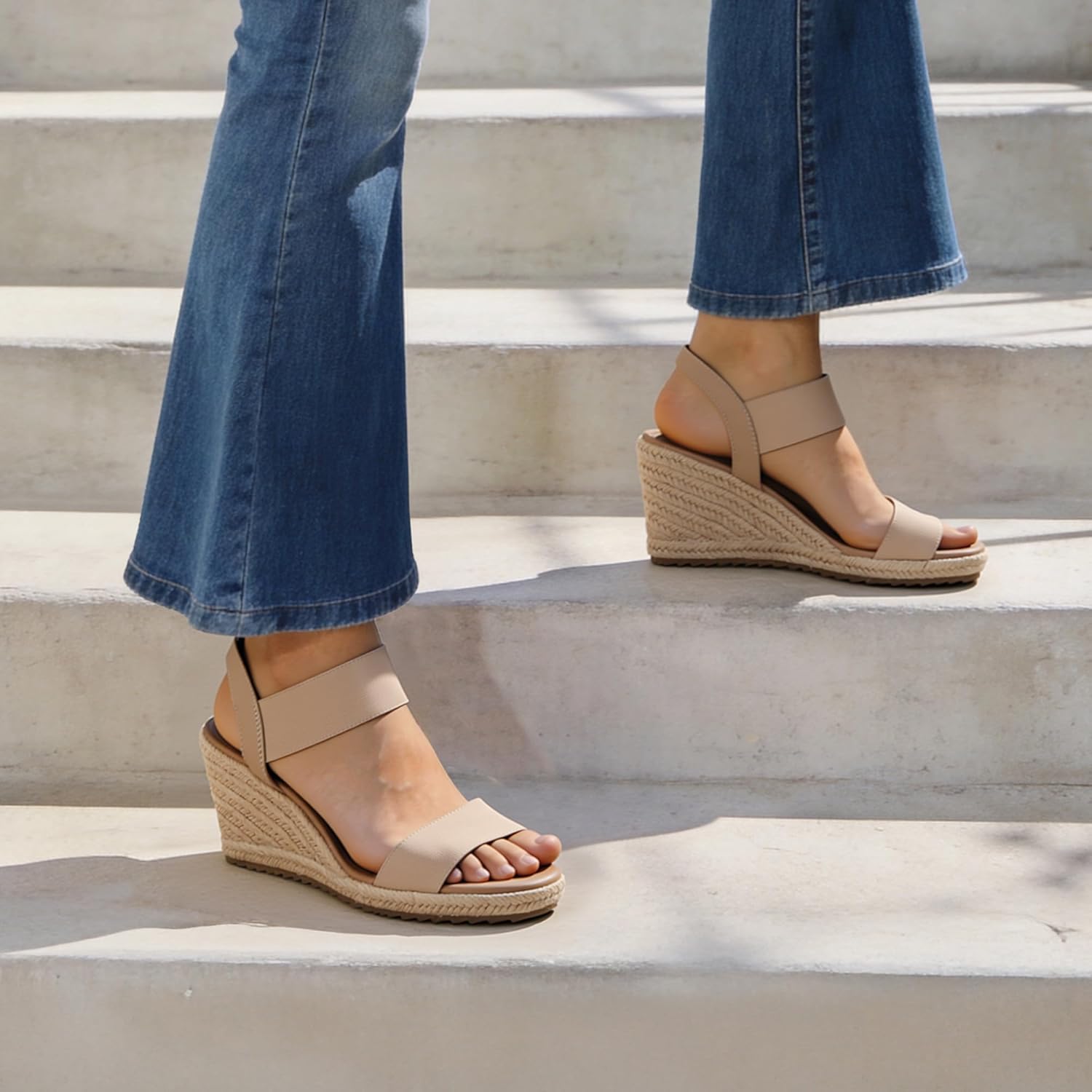 Thumbnail 2 de DREAM PAIRS Women’s Open Toe Espadrilles Platform Wedge Sandals with Elastic Ankle Strap