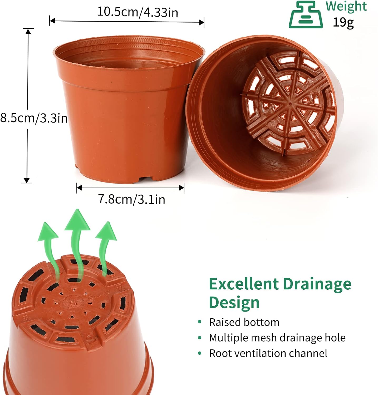 Thumbnail 1 de KINGLAKE Anzuchttöpfe 10 cm, 12 Stück – Kunststoff-Pltanzgefäße für Sämlinge mit Drainagelöchern