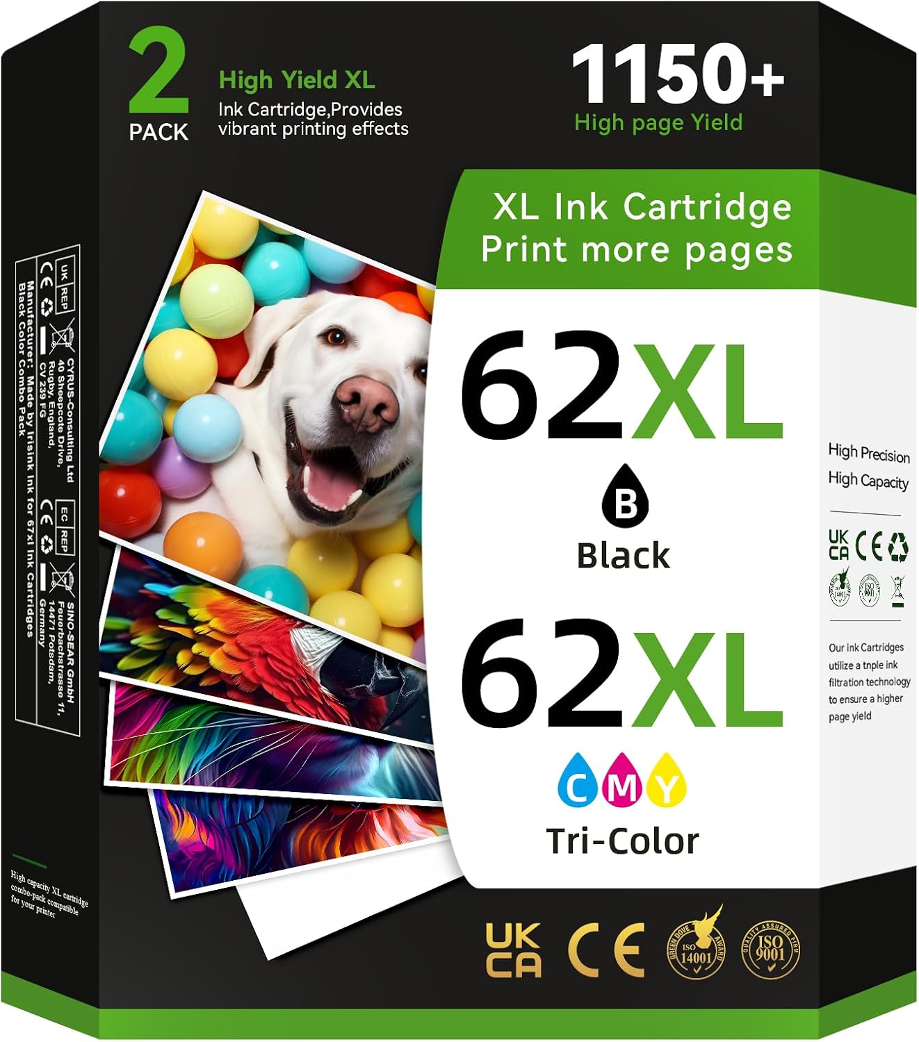 Detalle de 62XL Ink Cartridges Black and Colour Multipack for HP Envy & OfficeJet (2-Pack) – High Yield