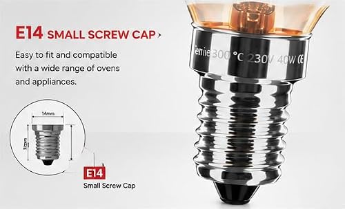 Thumbnail 6 de Genie E14 SES Pygmy Oven Bulbs 40W 230V – Pack of 2 (Oven Rated 300°C)